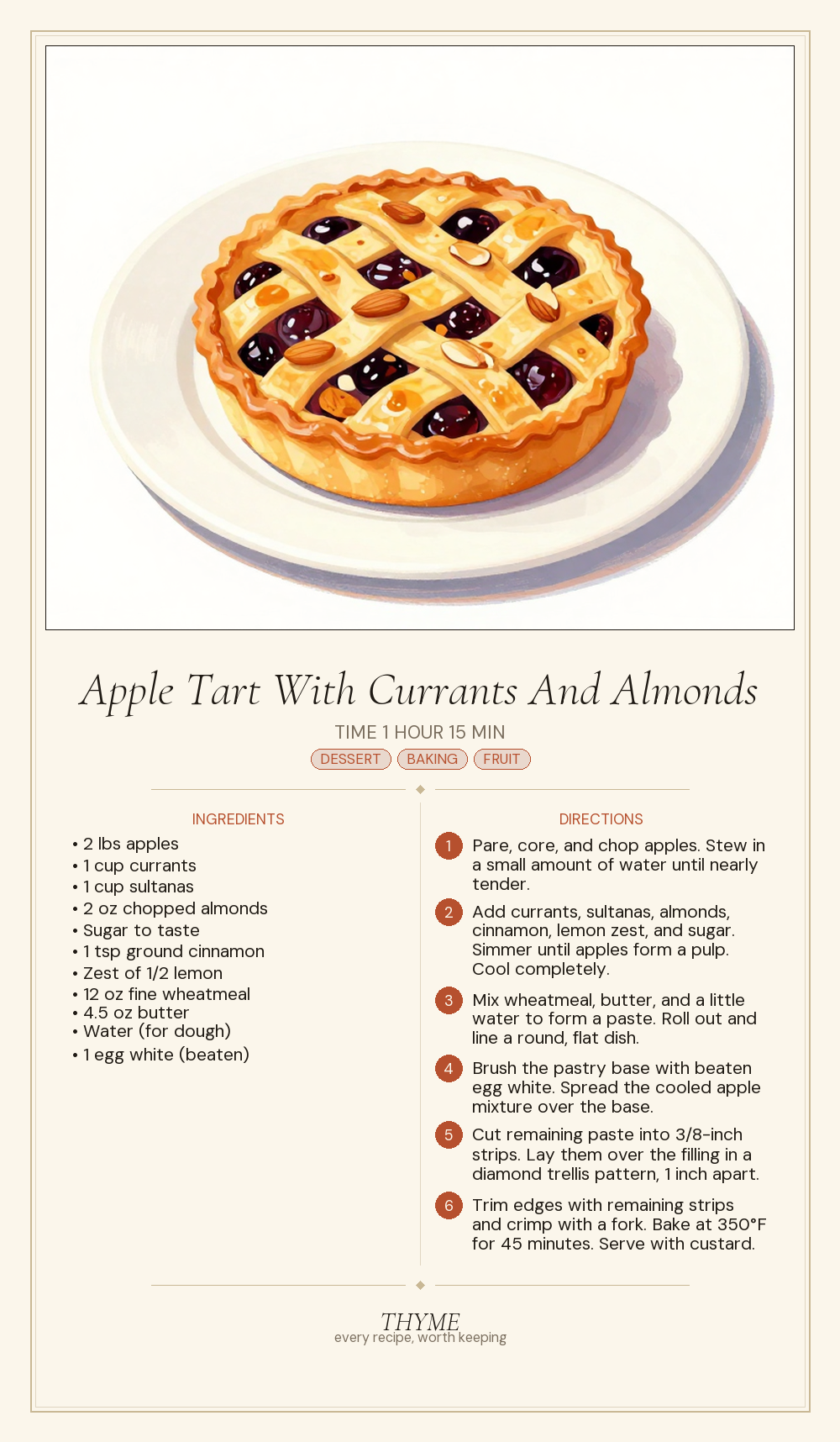 Apple Tart With Currants And Almonds