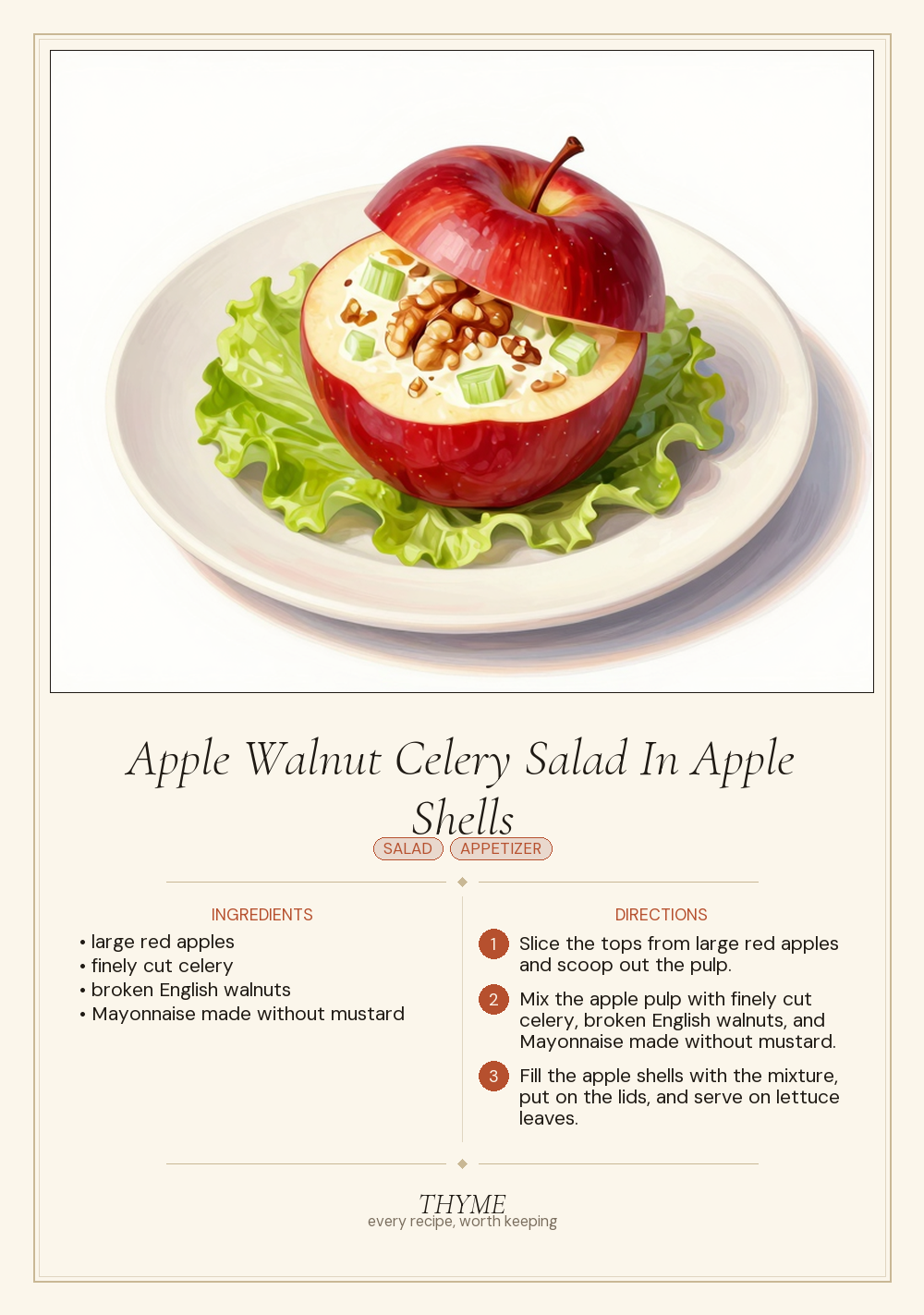 Apple Walnut Celery Salad In Apple Shells