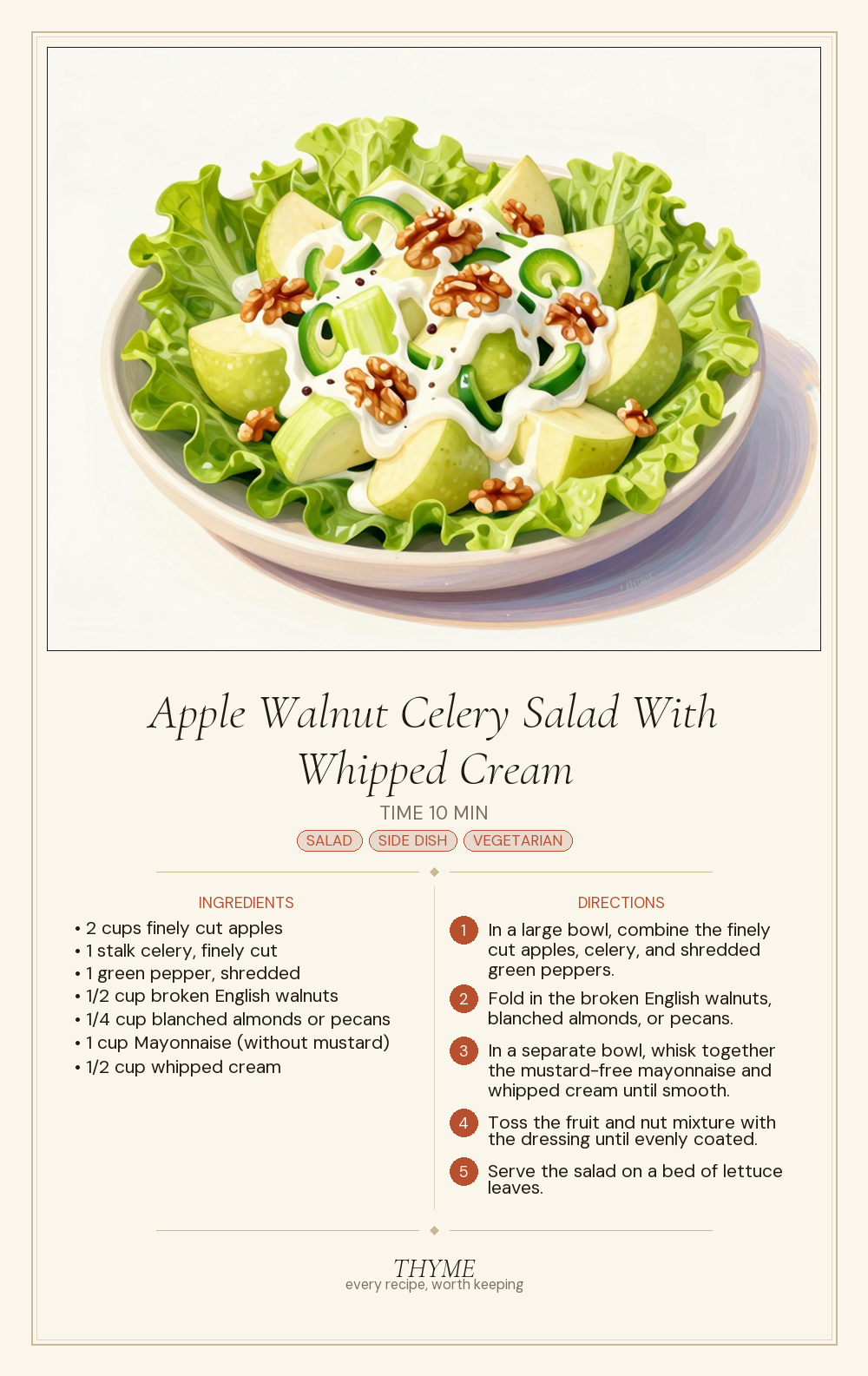 Apple Walnut Celery Salad With Whipped Cream