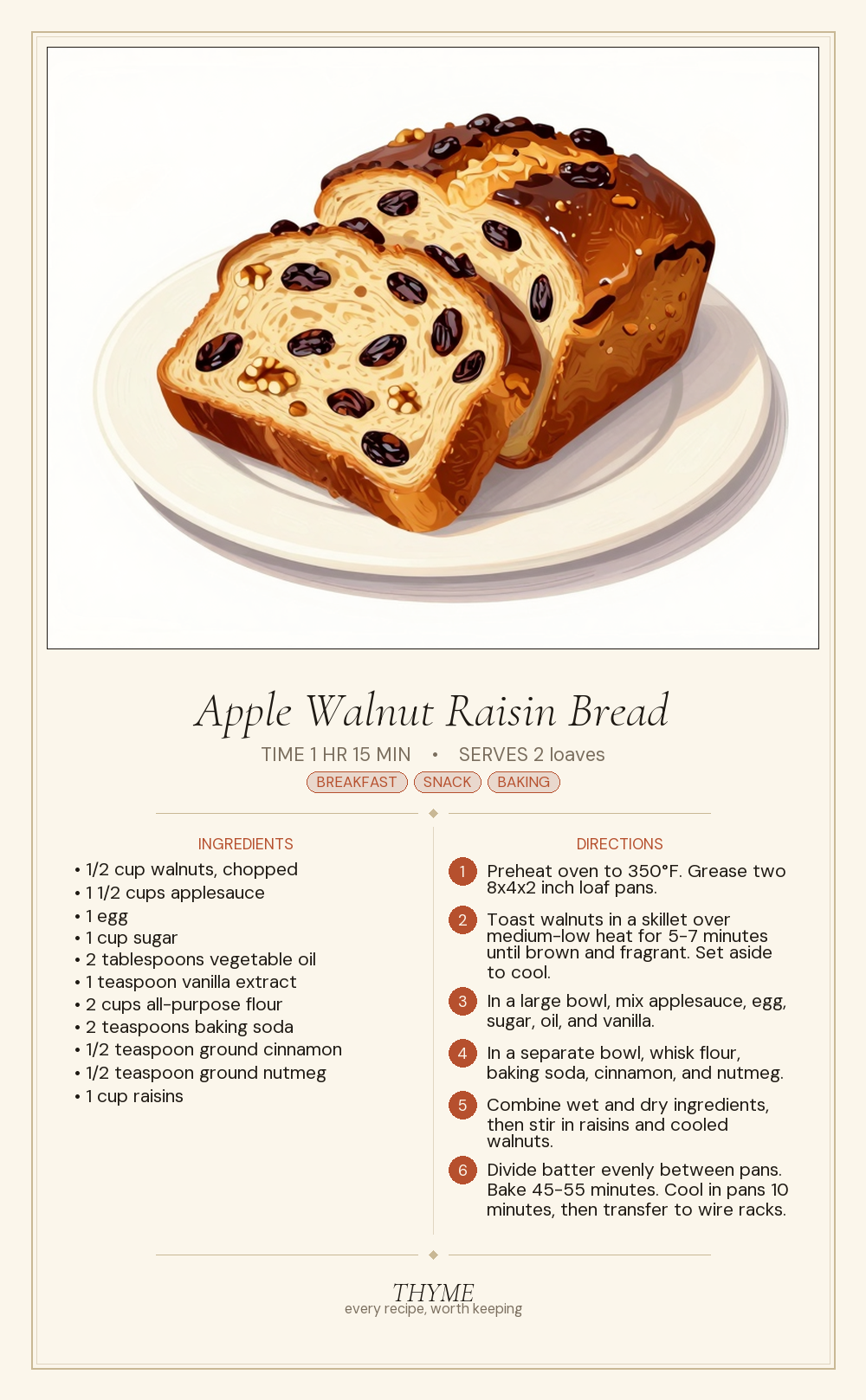 Apple Walnut Raisin Bread