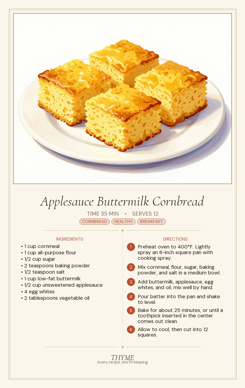 Applesauce Buttermilk Cornbread