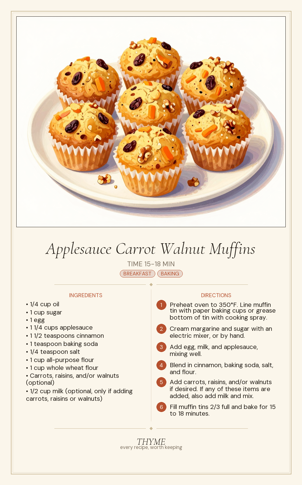 Applesauce Carrot Walnut Muffins