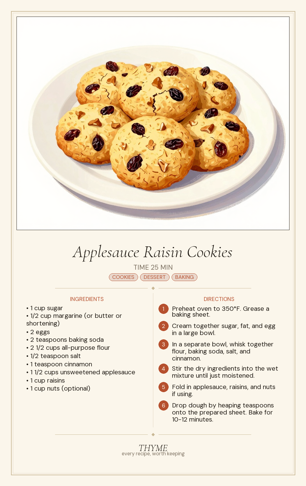 Applesauce Raisin Cookies