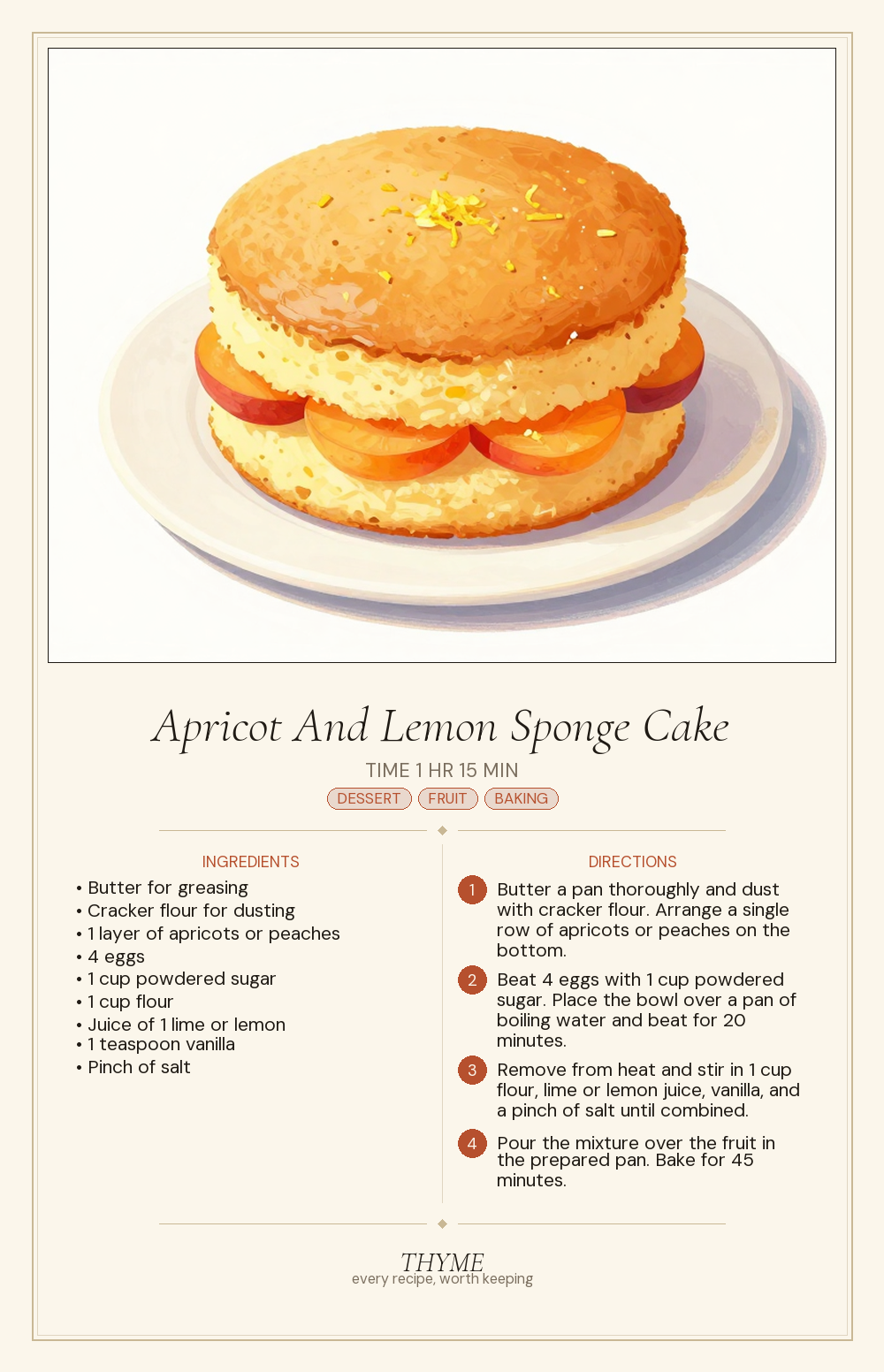 Apricot And Lemon Sponge Cake