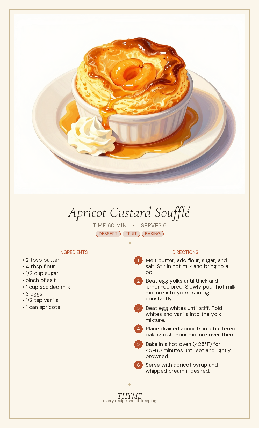 Apricot Custard Soufflé