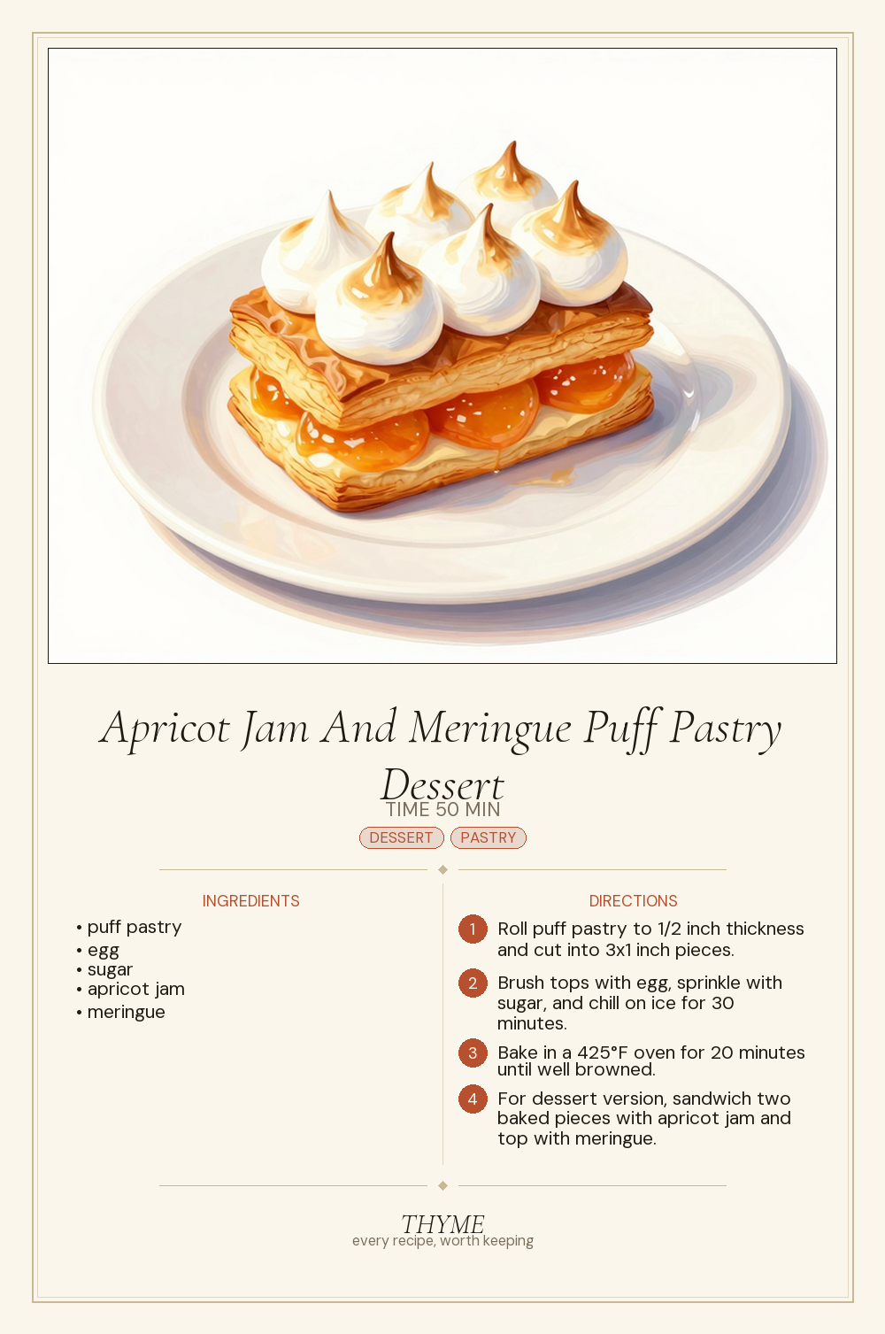 Apricot Jam And Meringue Puff Pastry Dessert