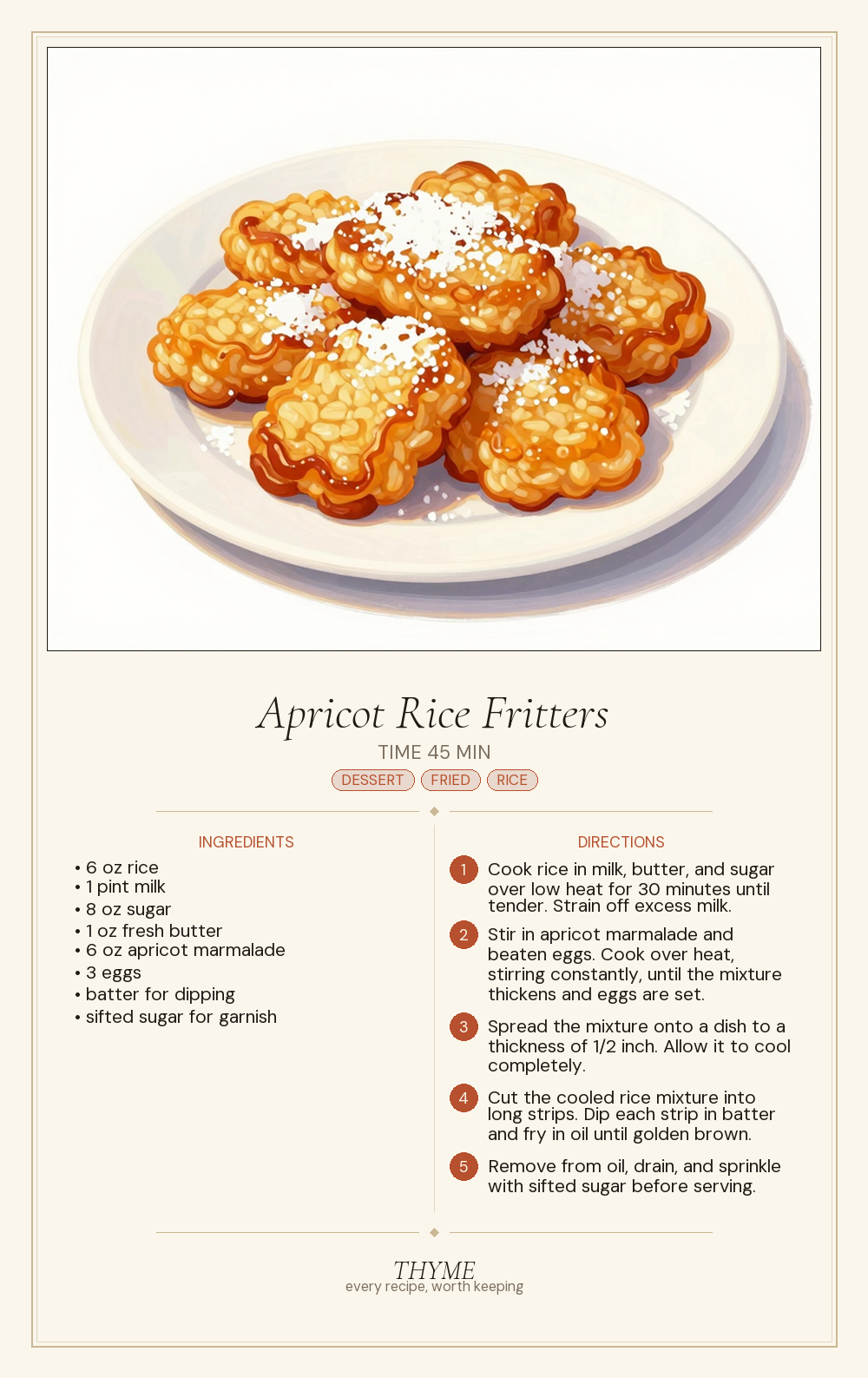 Apricot Rice Fritters
