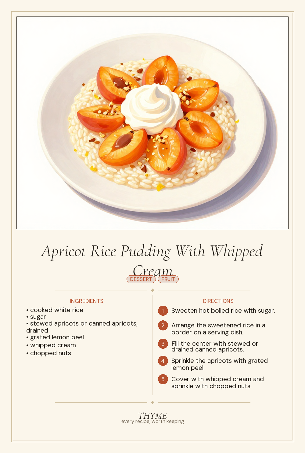Apricot Rice Pudding With Whipped Cream
