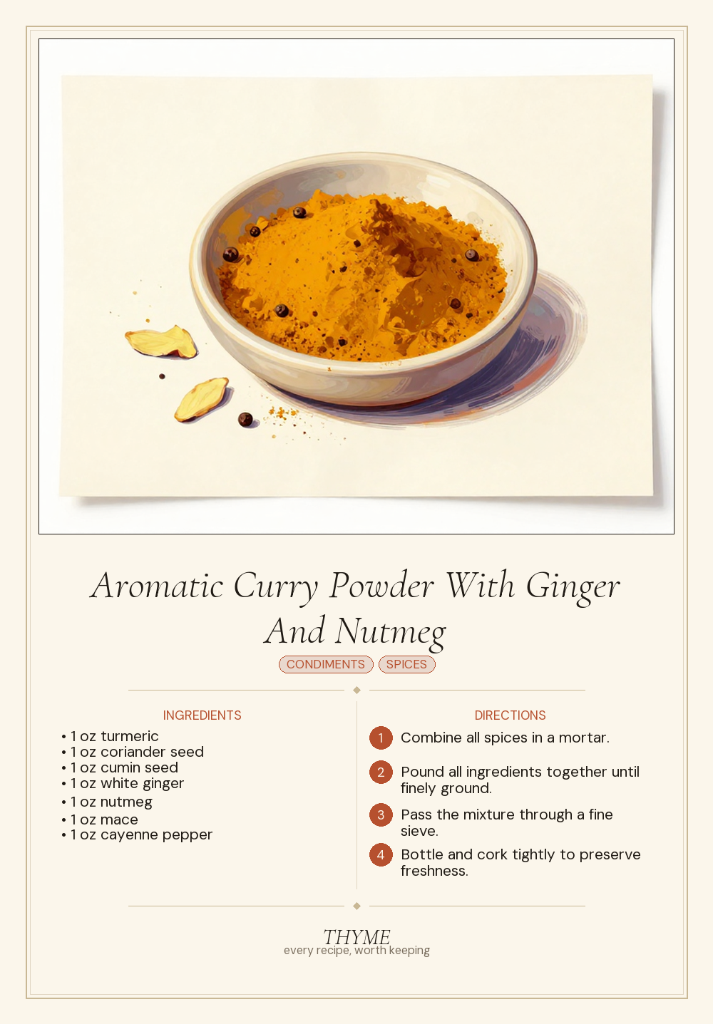 Aromatic Curry Powder With Ginger And Nutmeg