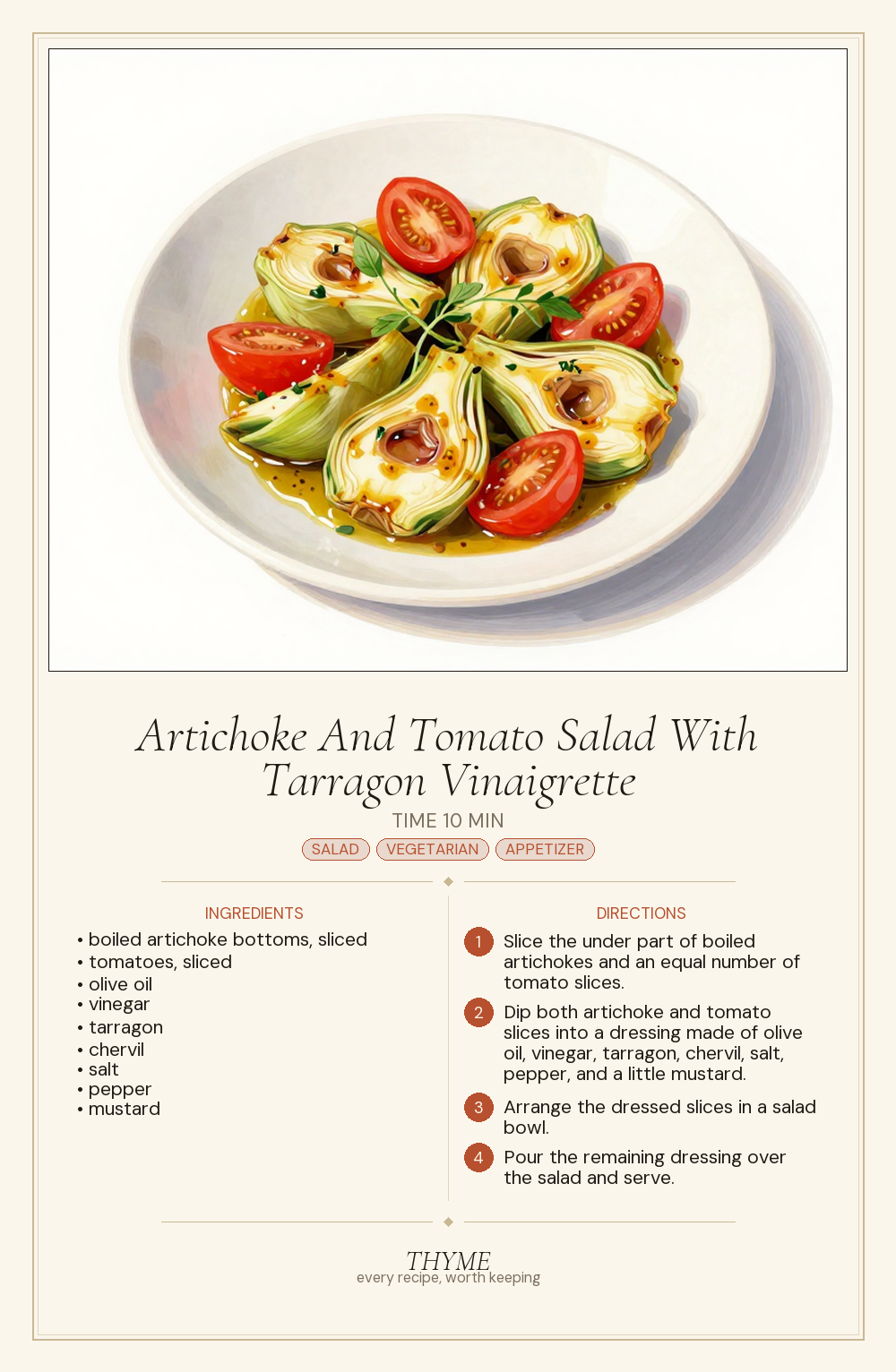 Artichoke And Tomato Salad With Tarragon Vinaigrette