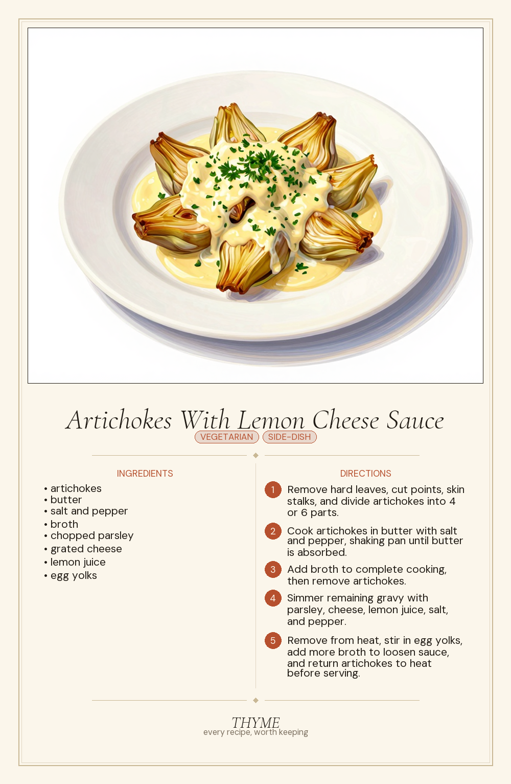 Artichokes With Lemon Cheese Sauce