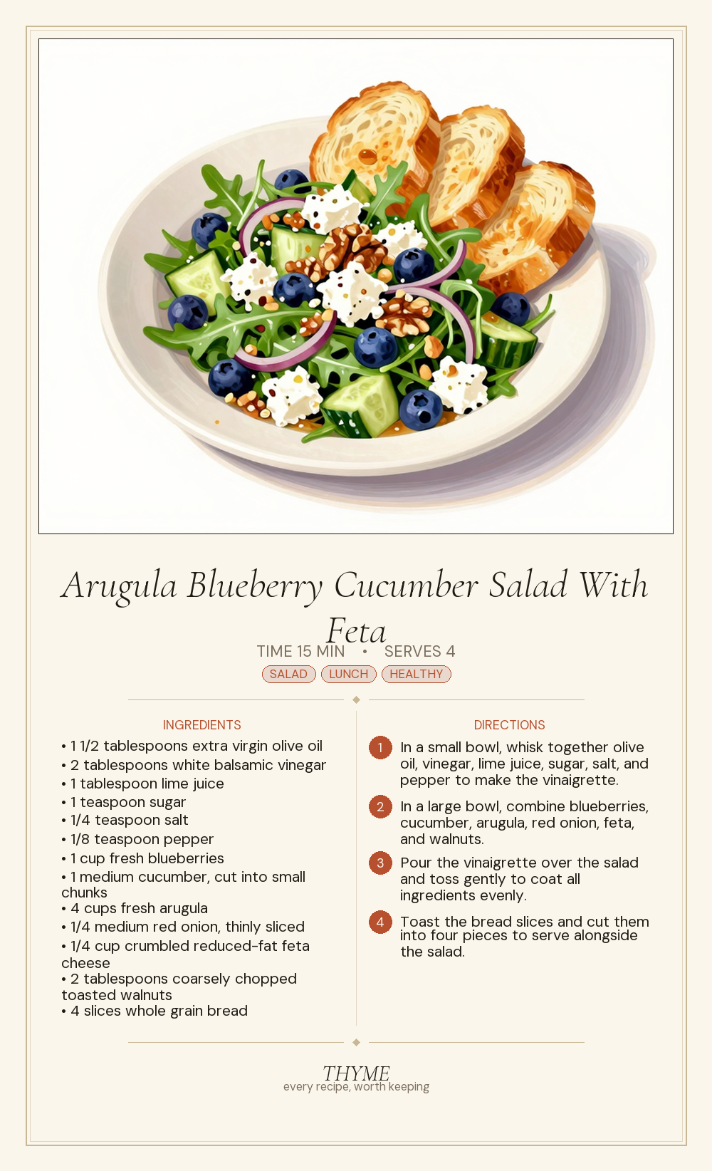 Arugula Blueberry Cucumber Salad With Feta