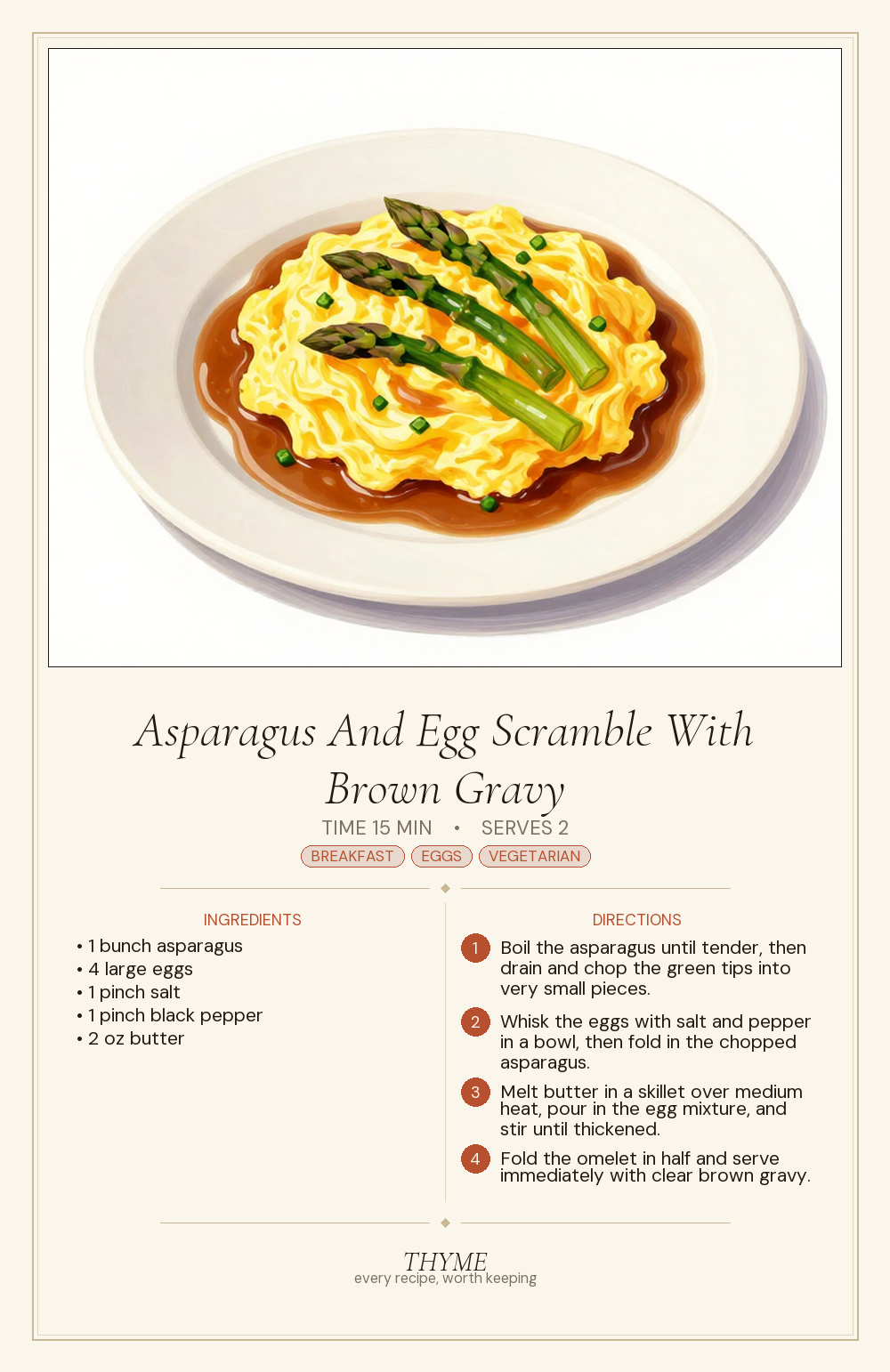 Asparagus And Egg Scramble With Brown Gravy