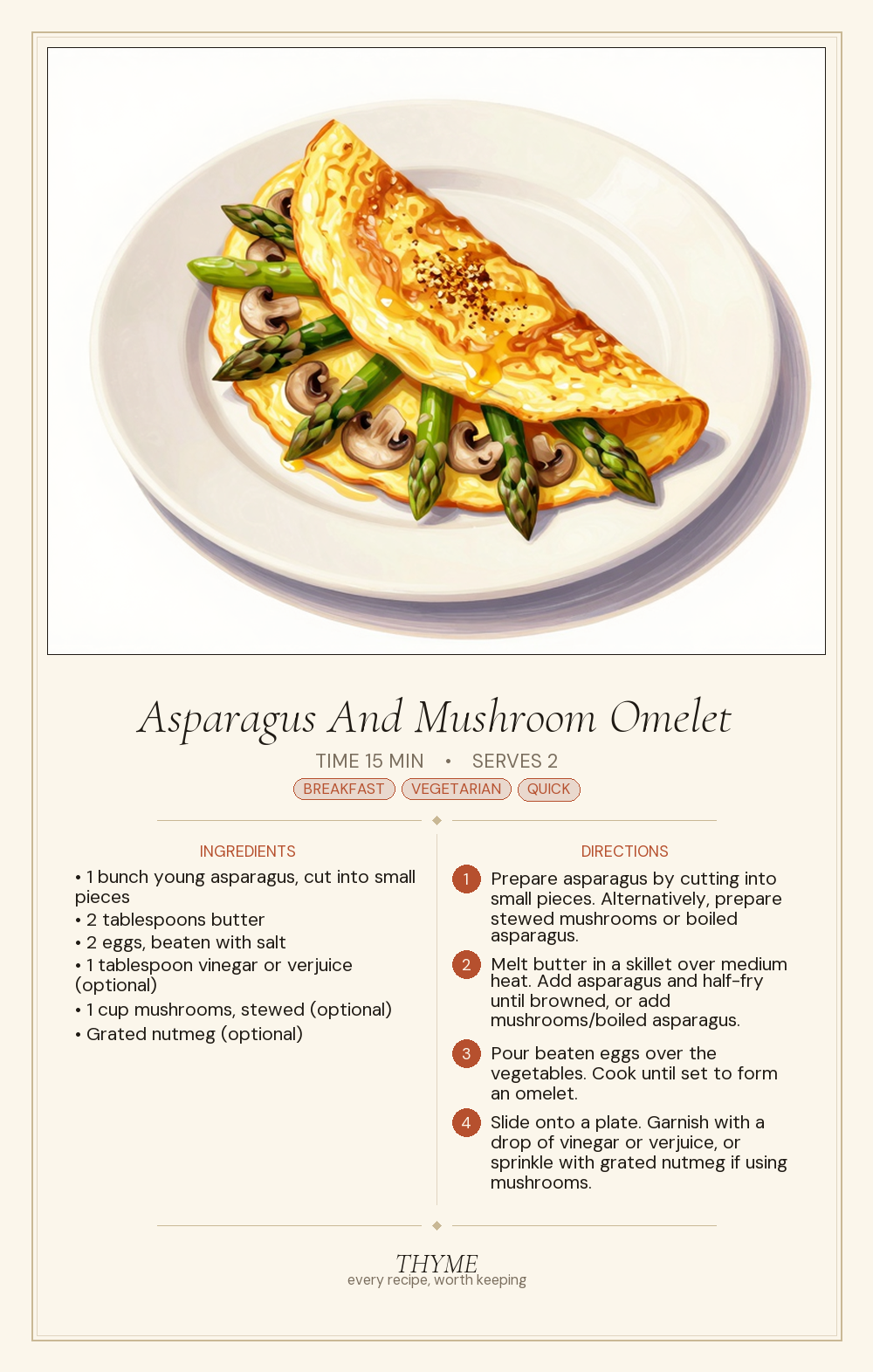 Asparagus And Mushroom Omelet