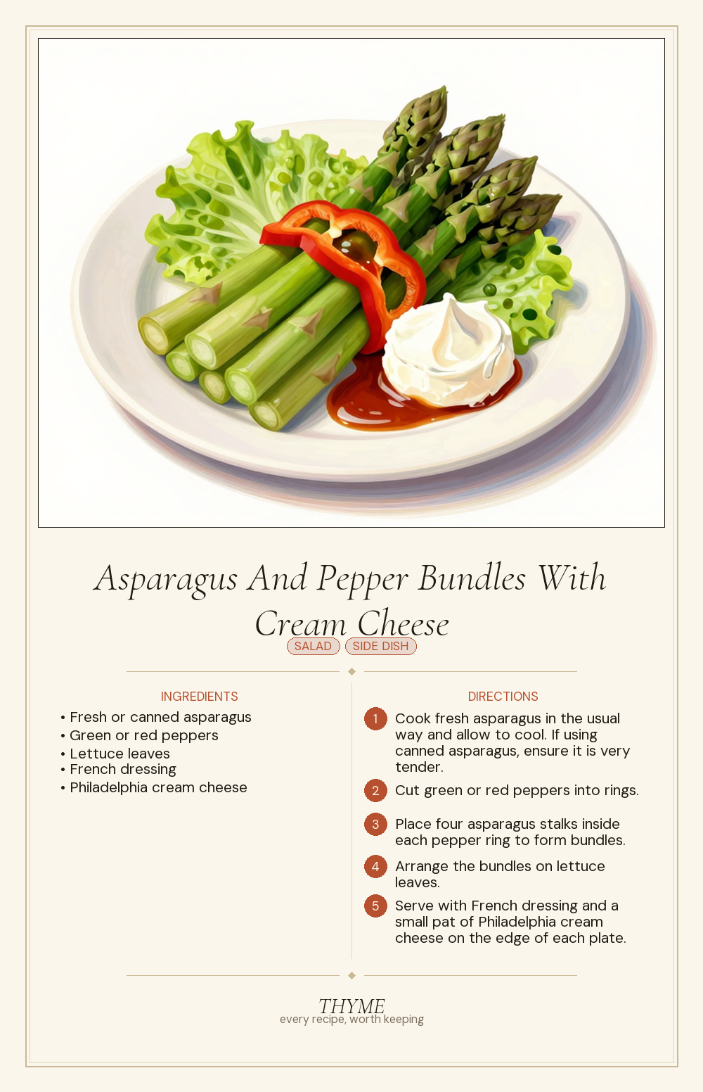 Asparagus And Pepper Bundles With Cream Cheese