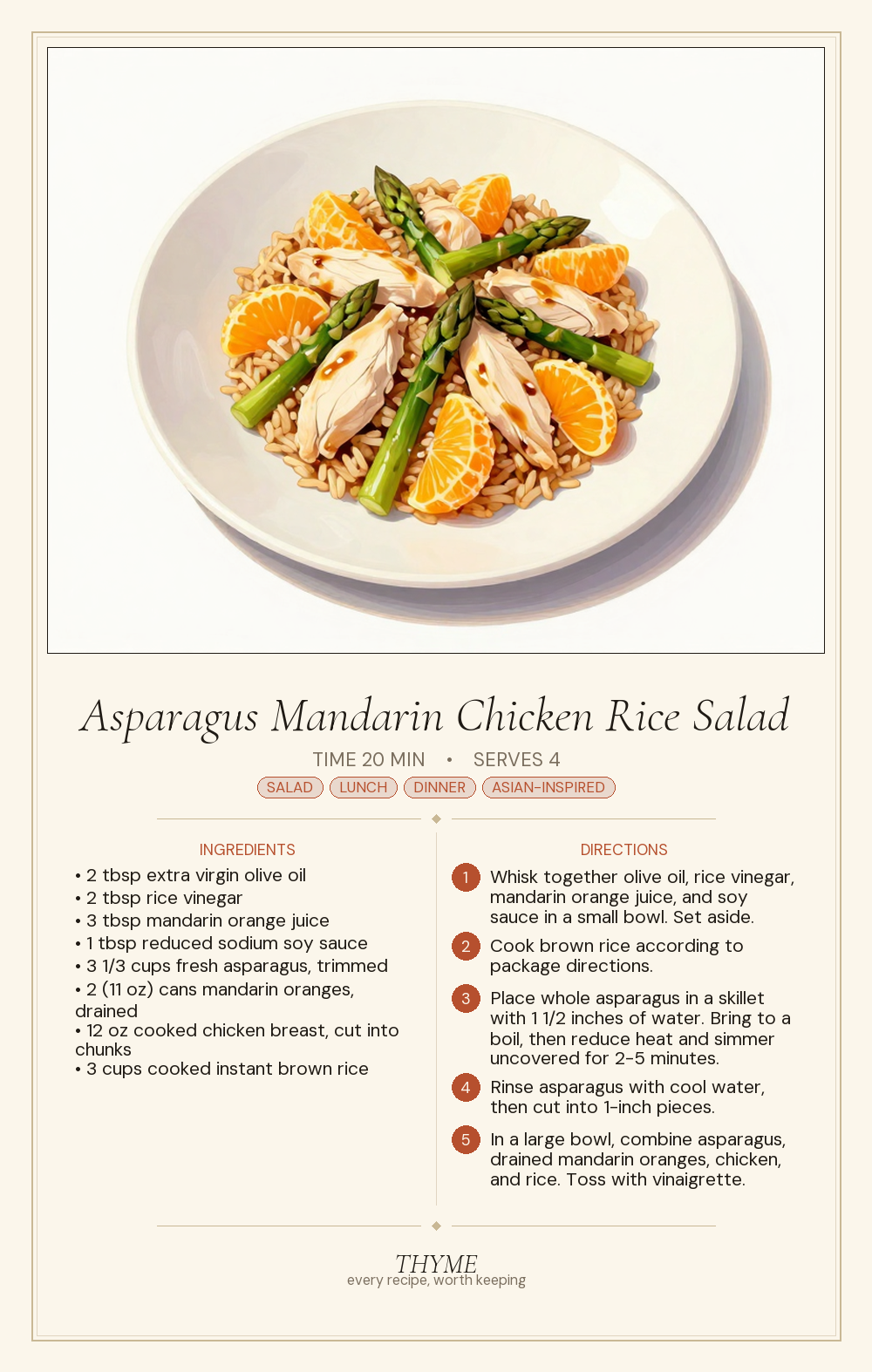 Asparagus Mandarin Chicken Rice Salad