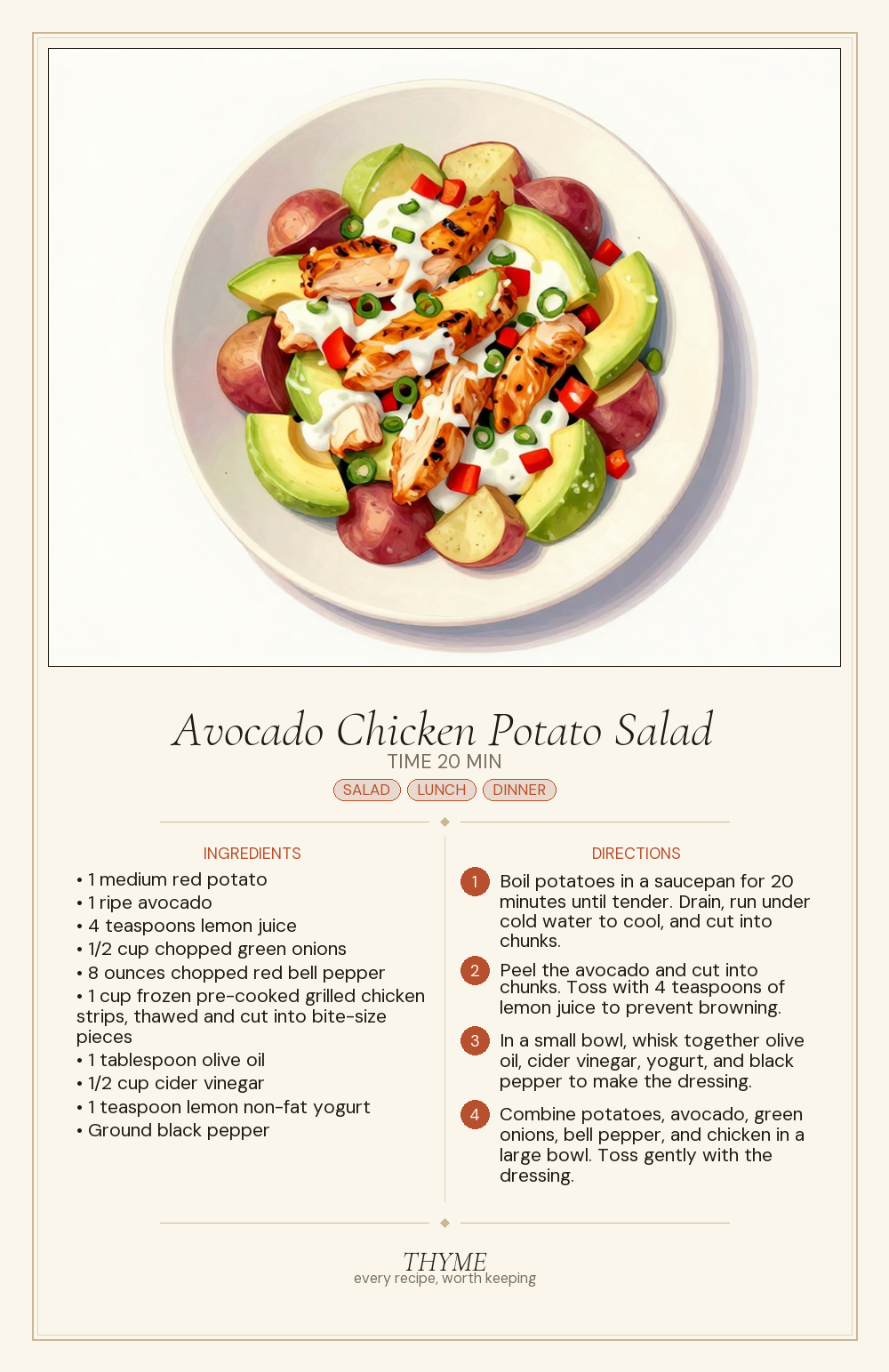 Avocado Chicken Potato Salad