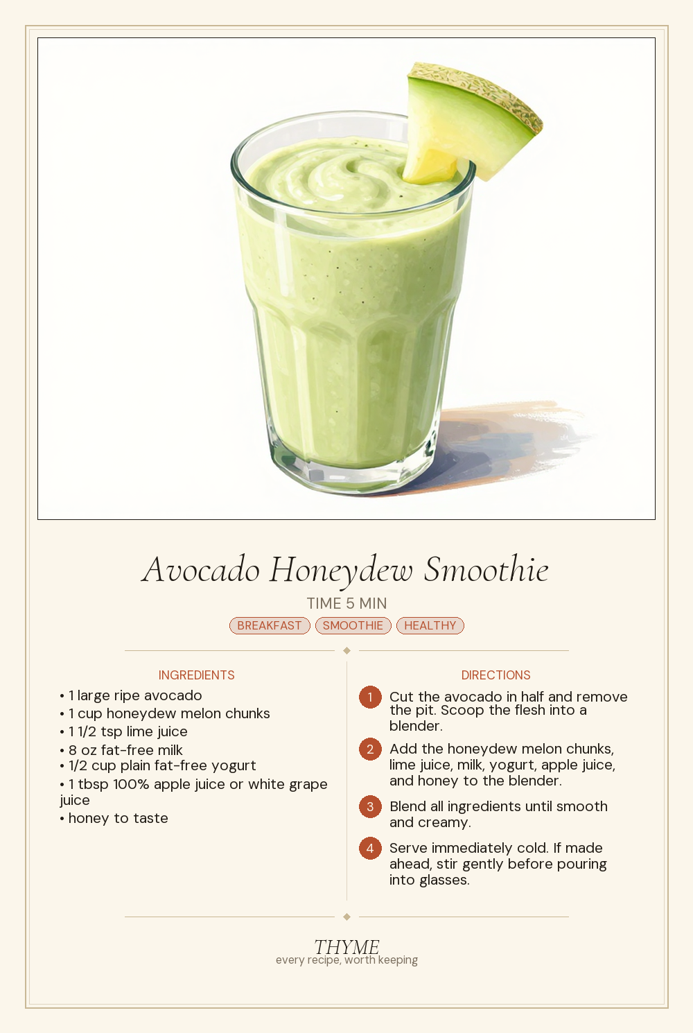 Avocado Honeydew Smoothie