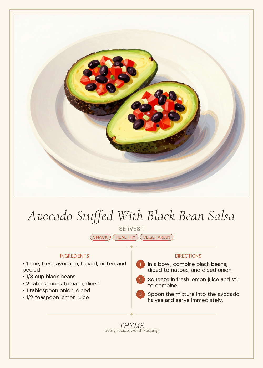 Avocado Stuffed With Black Bean Salsa
