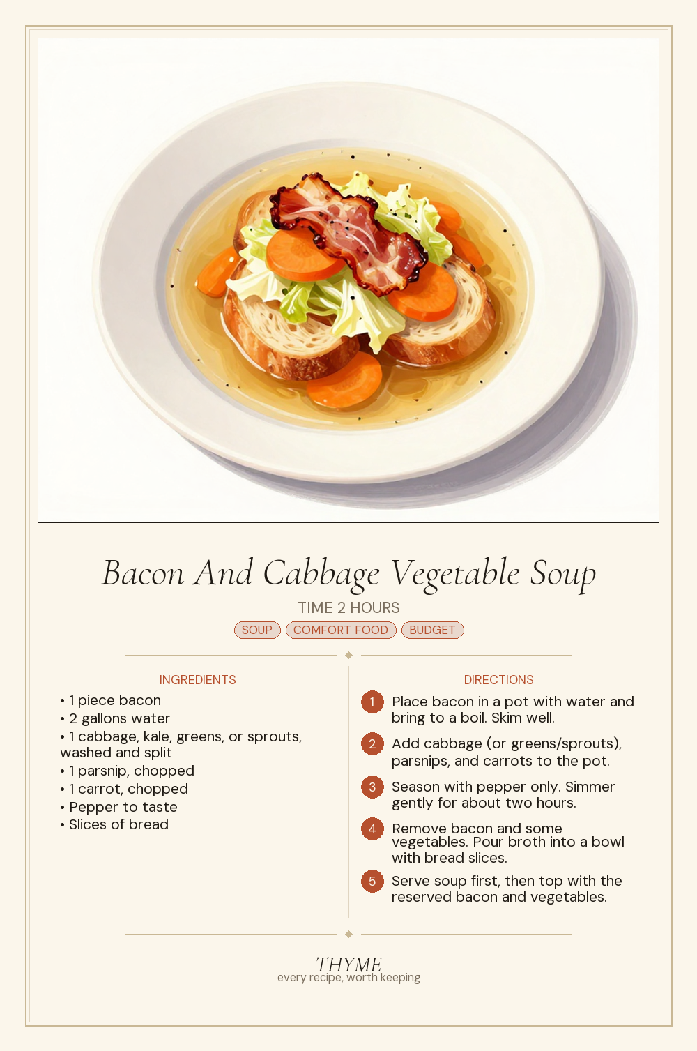 Bacon And Cabbage Vegetable Soup