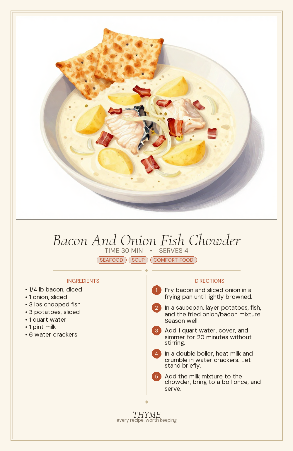Bacon And Onion Fish Chowder