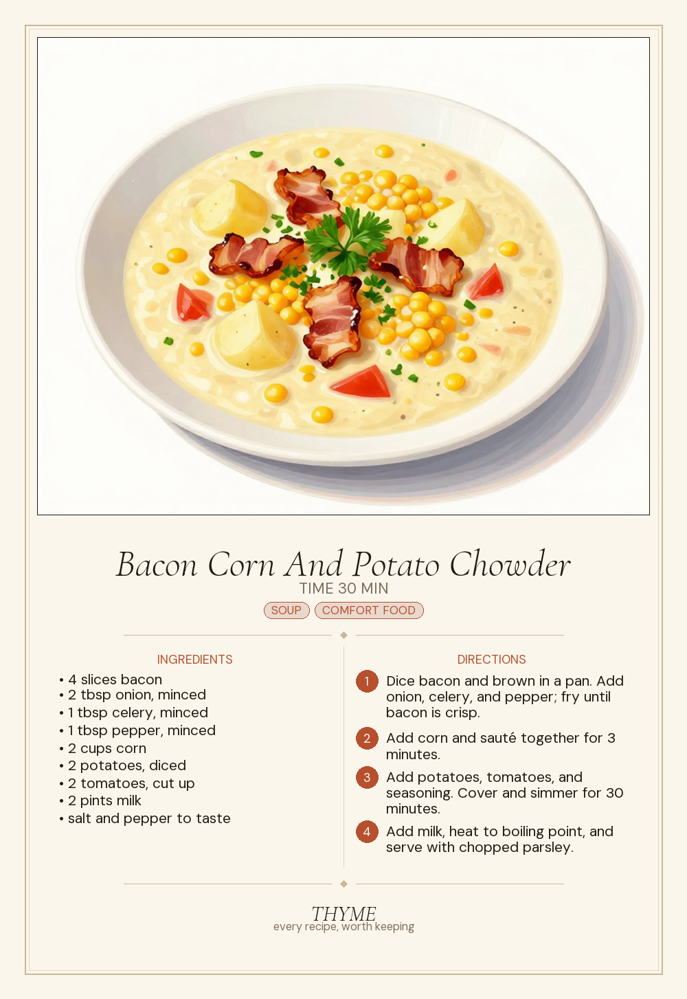 Bacon Corn And Potato Chowder