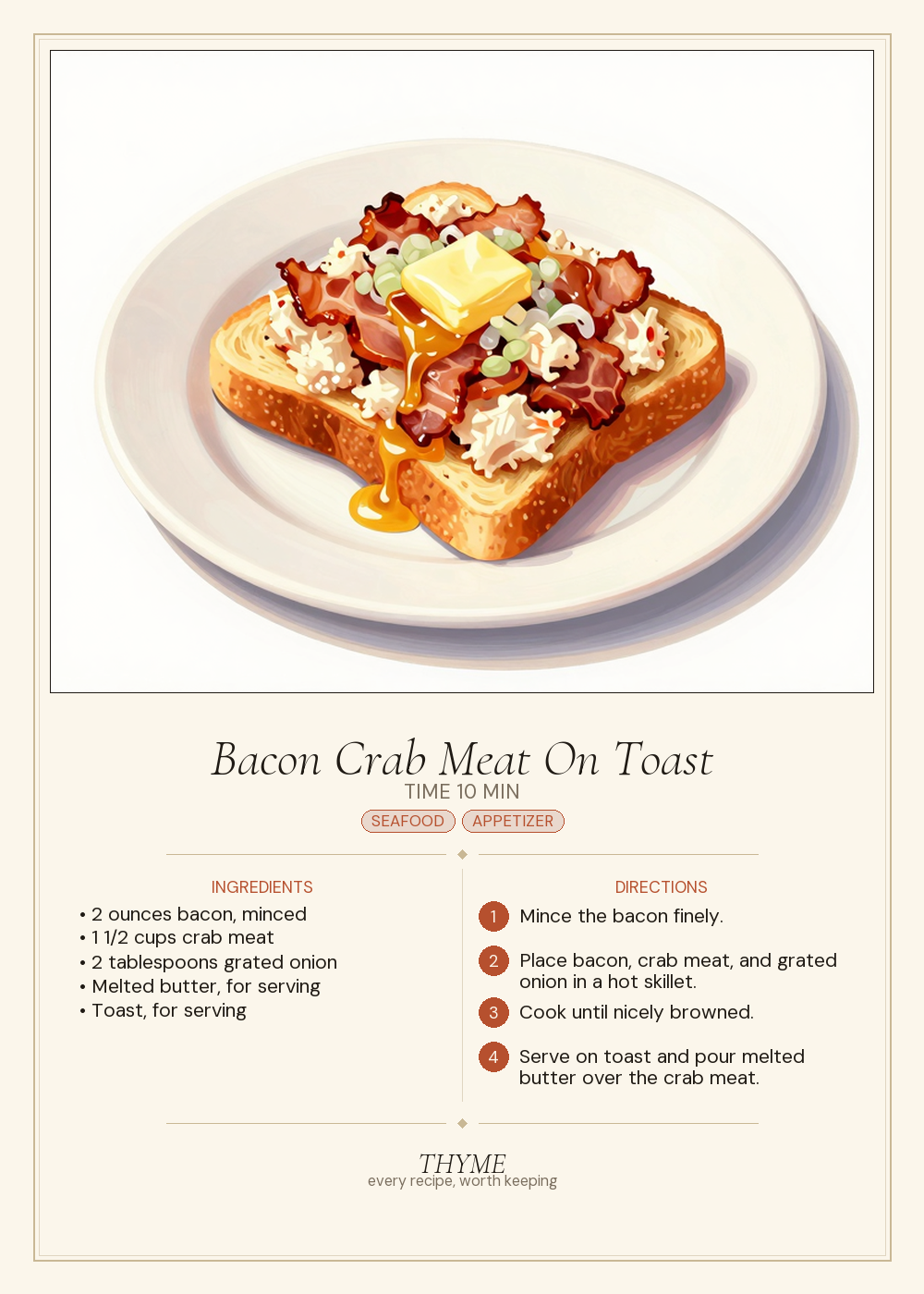 Bacon Crab Meat On Toast