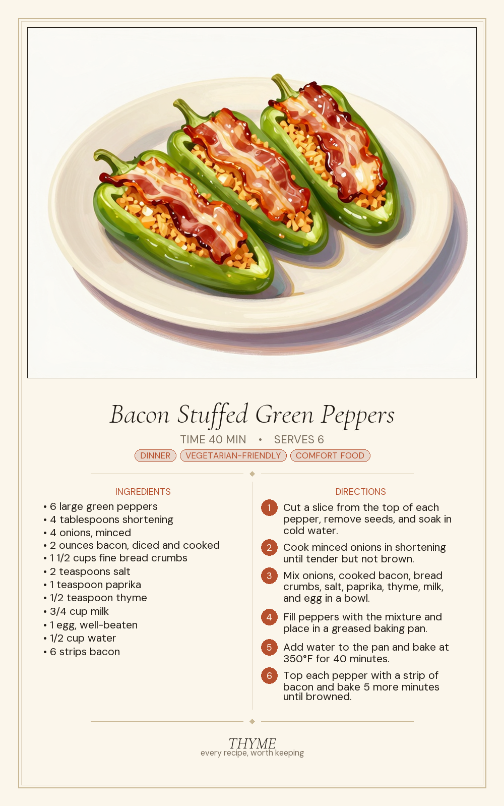 Bacon Stuffed Green Peppers