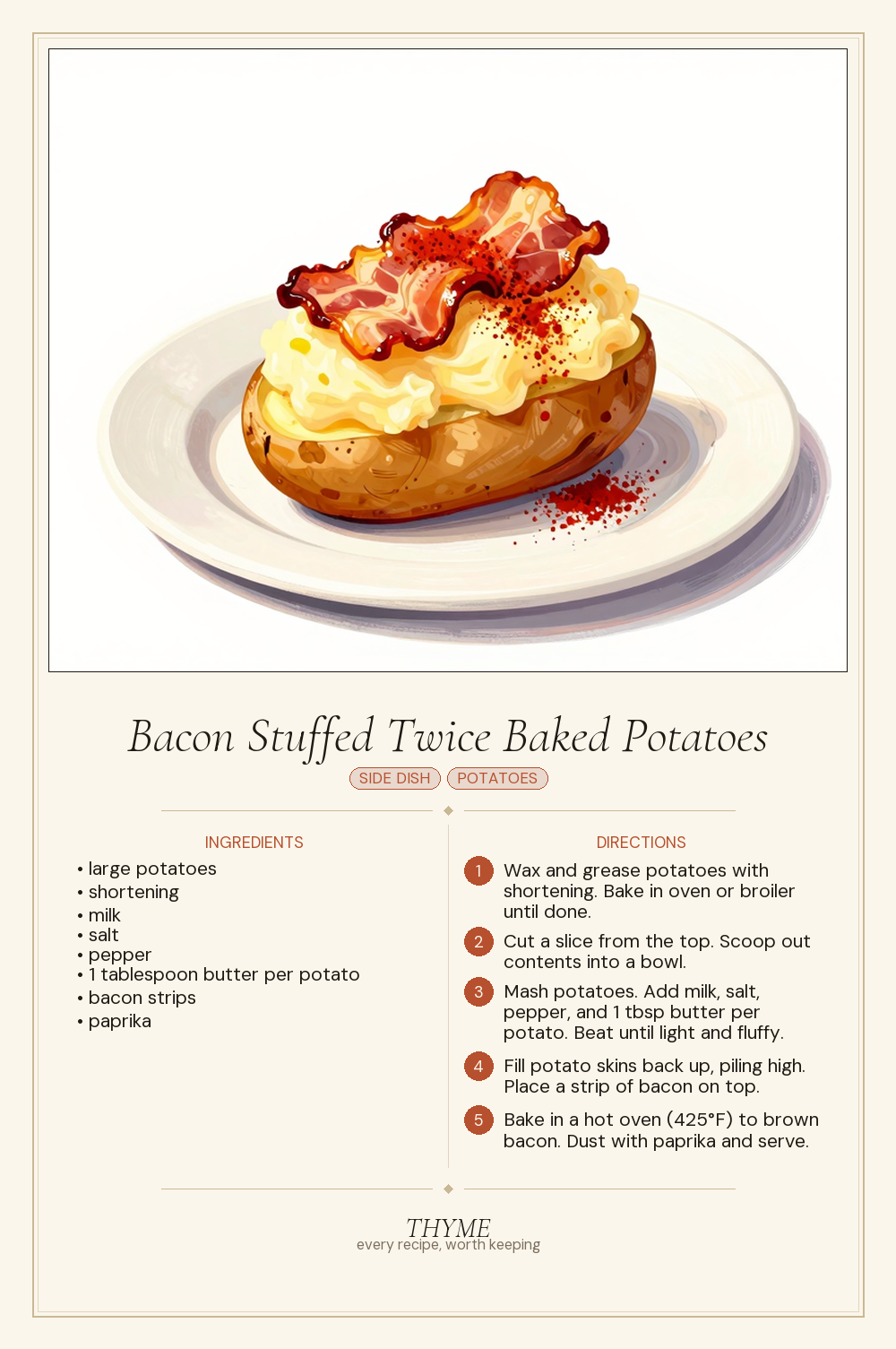 Bacon Stuffed Twice Baked Potatoes