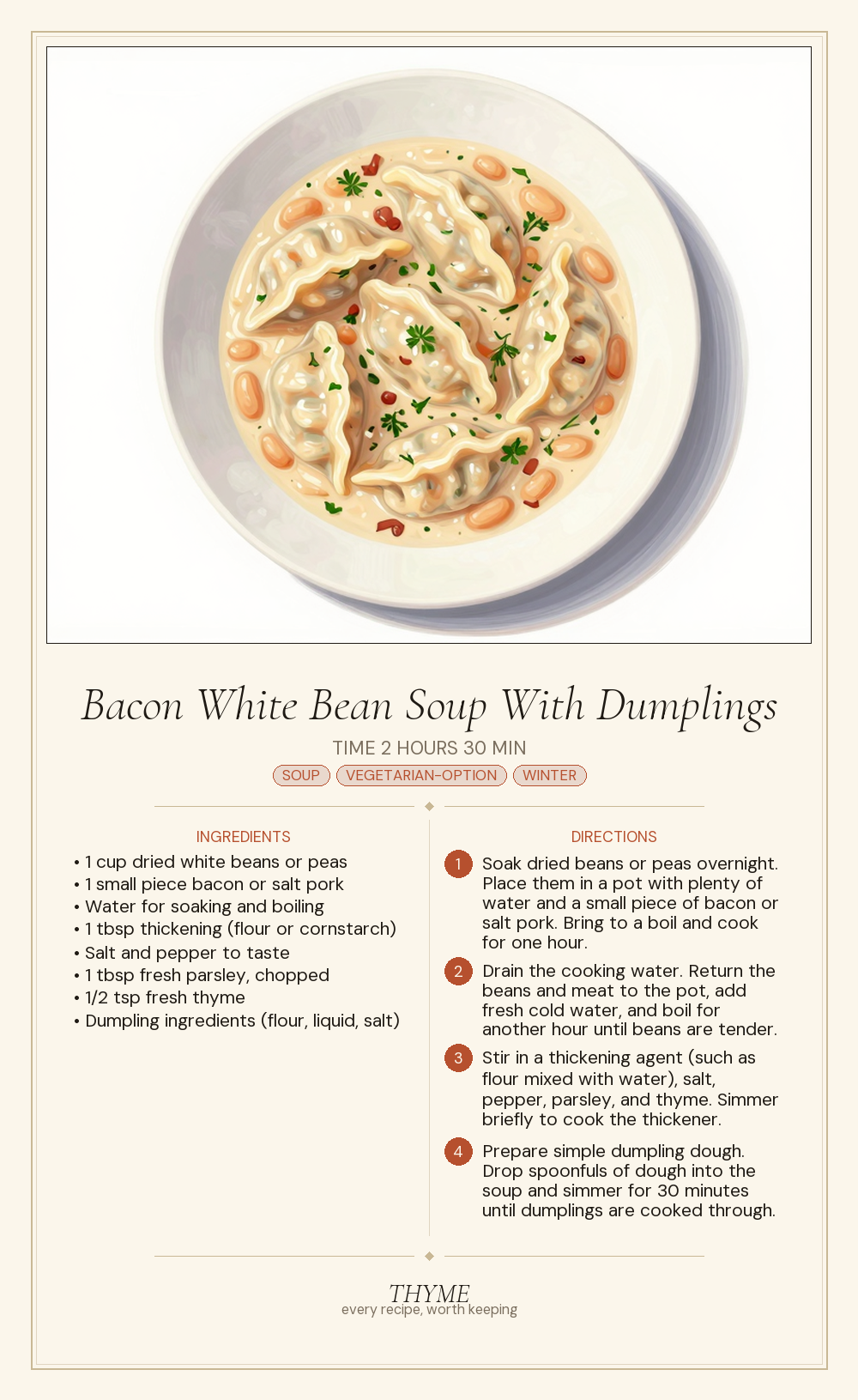 Bacon White Bean Soup With Dumplings