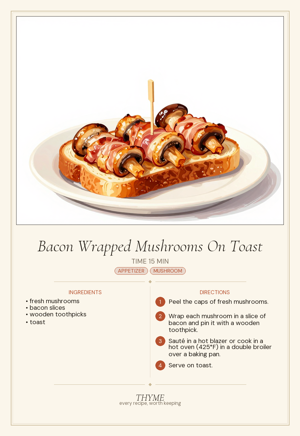 Bacon Wrapped Mushrooms On Toast