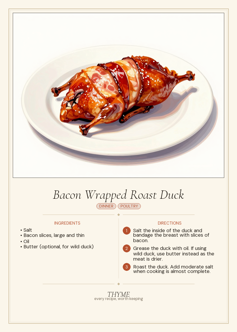 Bacon Wrapped Roast Duck