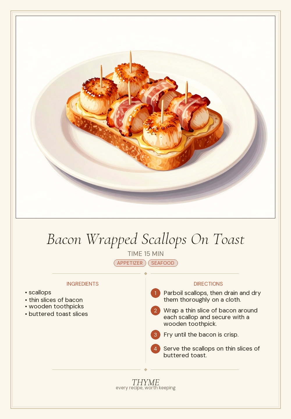 Bacon Wrapped Scallops On Toast