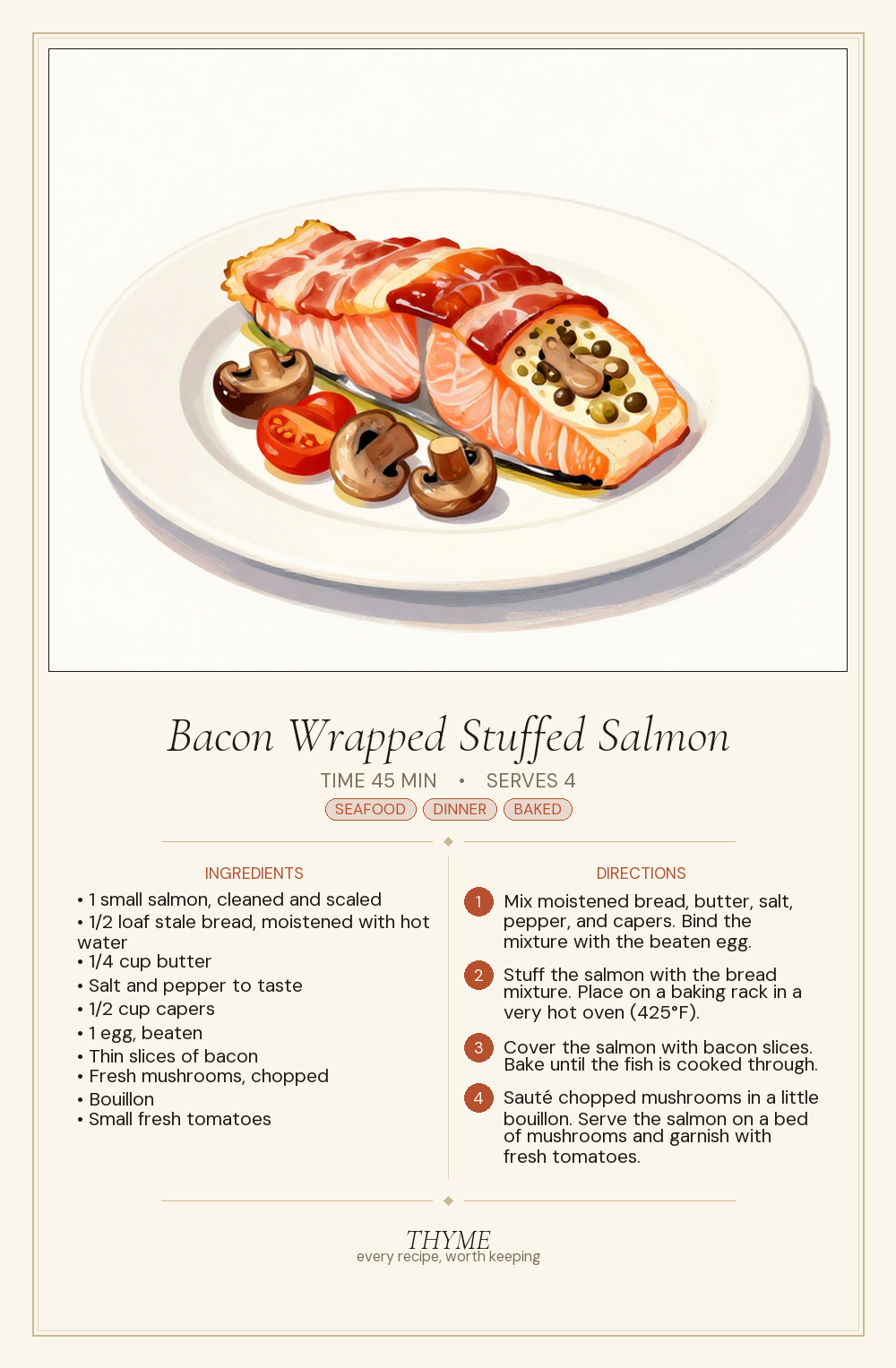 Bacon Wrapped Stuffed Salmon