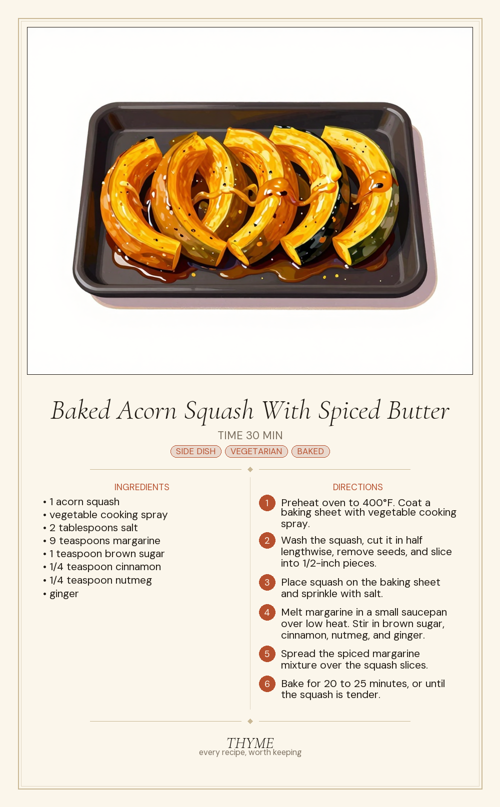 Baked Acorn Squash With Spiced Butter