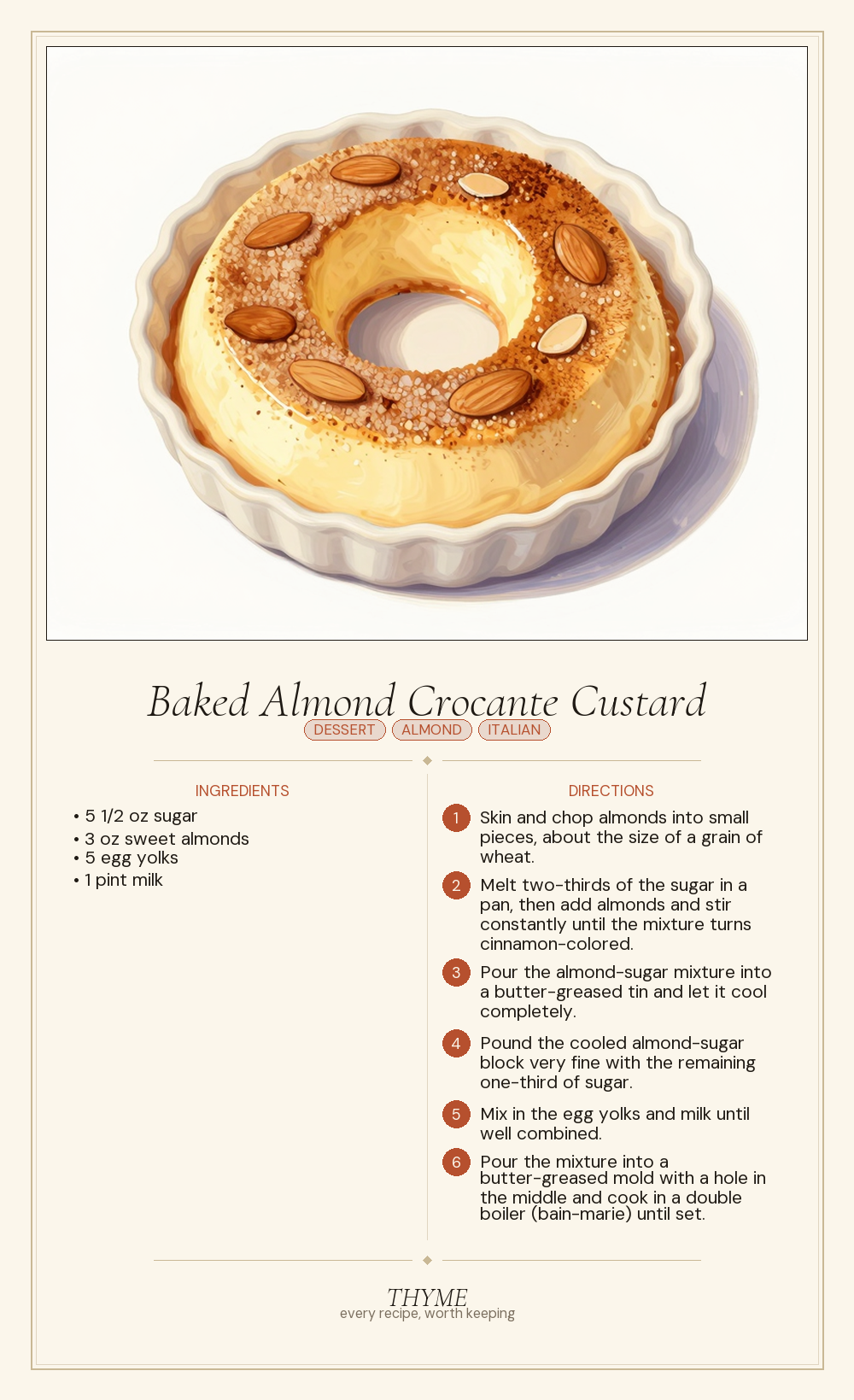 Baked Almond Crocante Custard