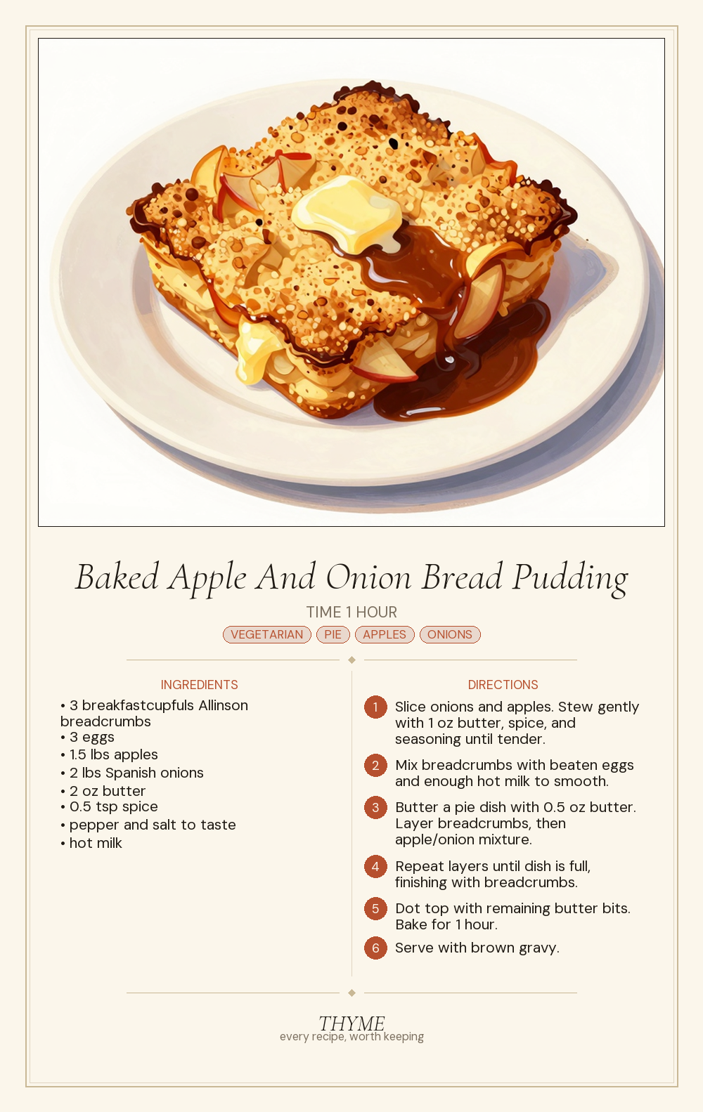 Baked Apple And Onion Bread Pudding