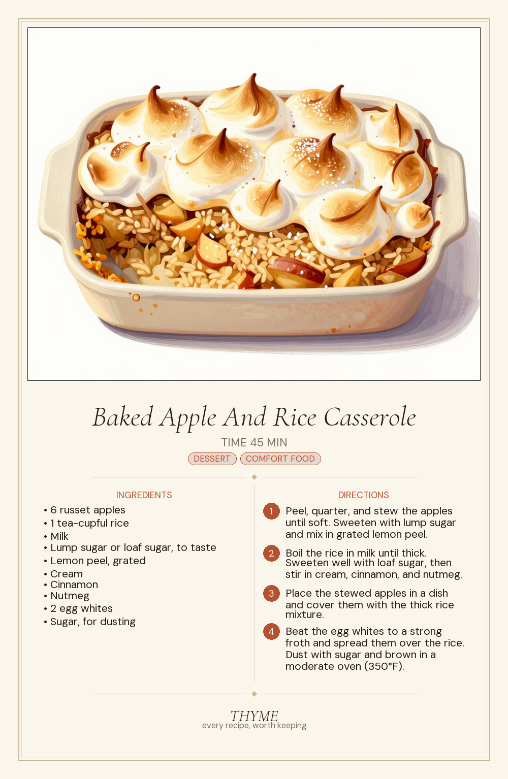 Baked Apple And Rice Casserole