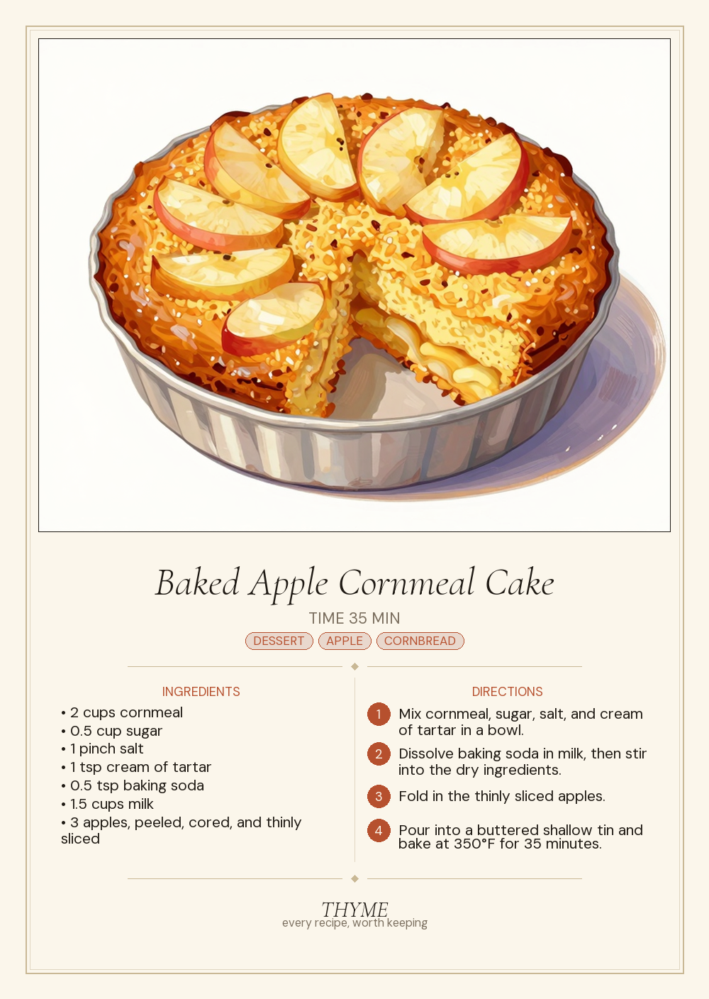 Baked Apple Cornmeal Cake