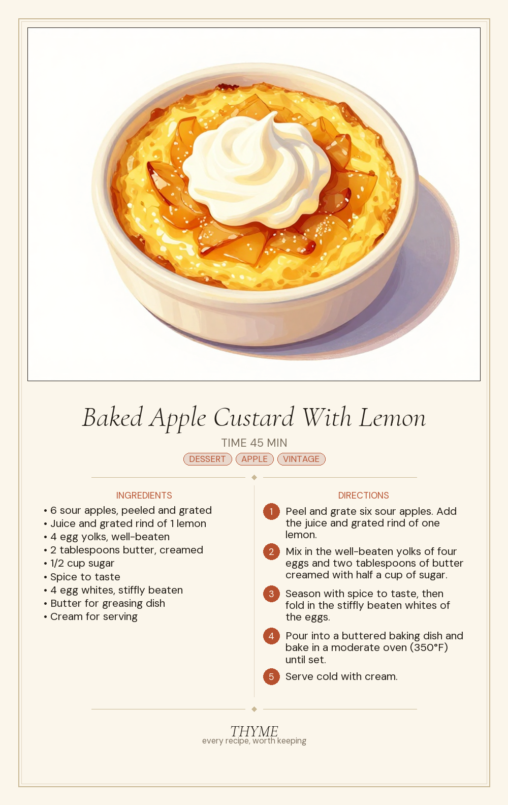Baked Apple Custard With Lemon
