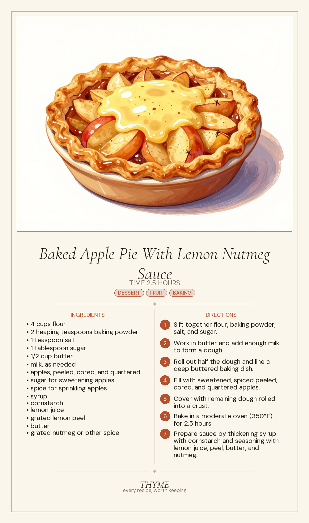 Baked Apple Pie With Lemon Nutmeg Sauce