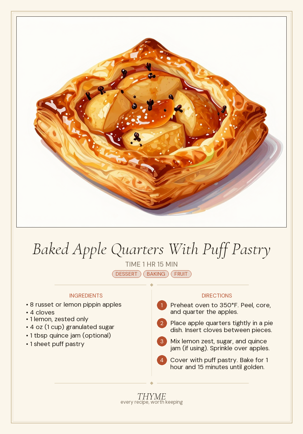 Baked Apple Quarters With Puff Pastry