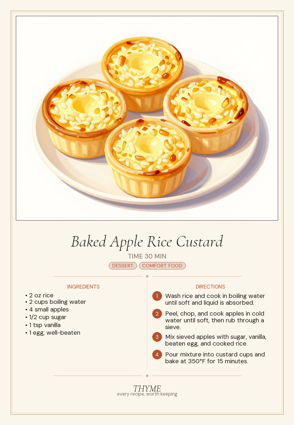 Baked Apple Rice Custard