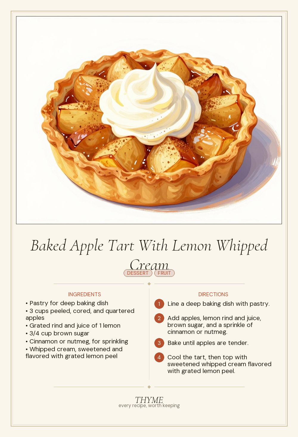Baked Apple Tart With Lemon Whipped Cream