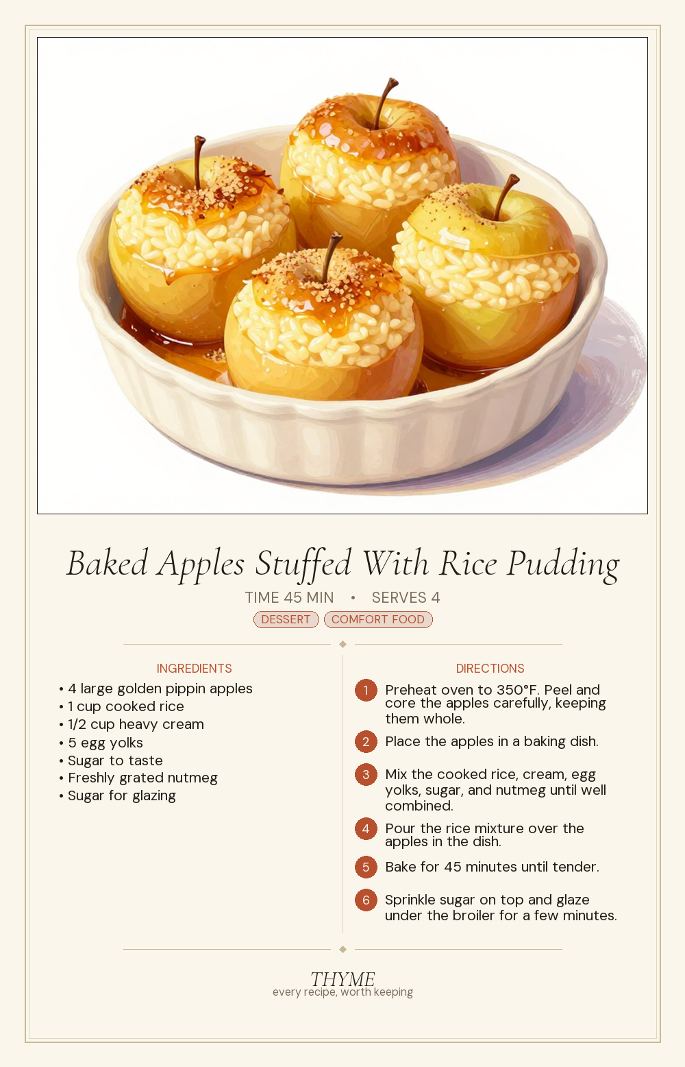Baked Apples Stuffed With Rice Pudding