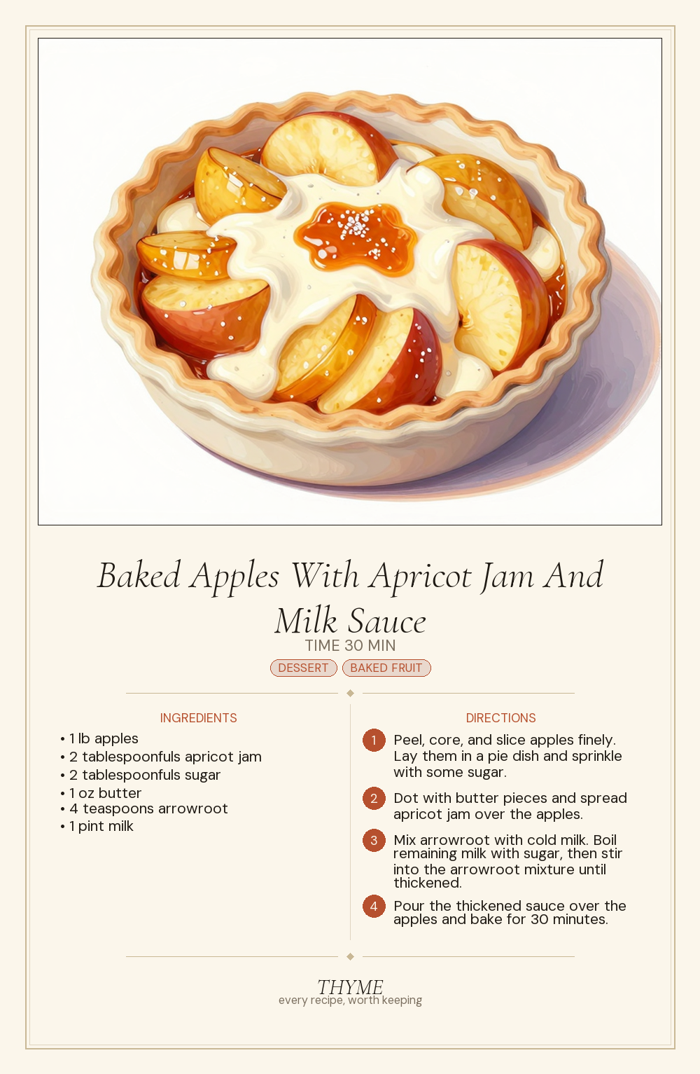 Baked Apples With Apricot Jam And Milk Sauce