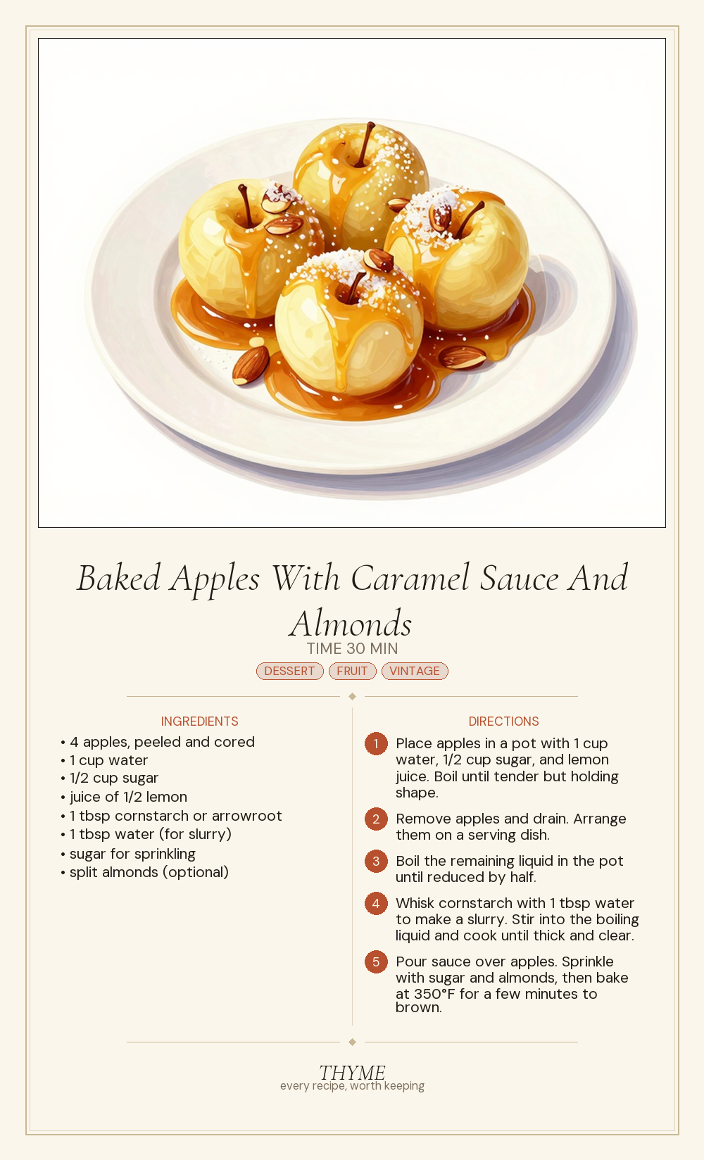Baked Apples With Caramel Sauce And Almonds