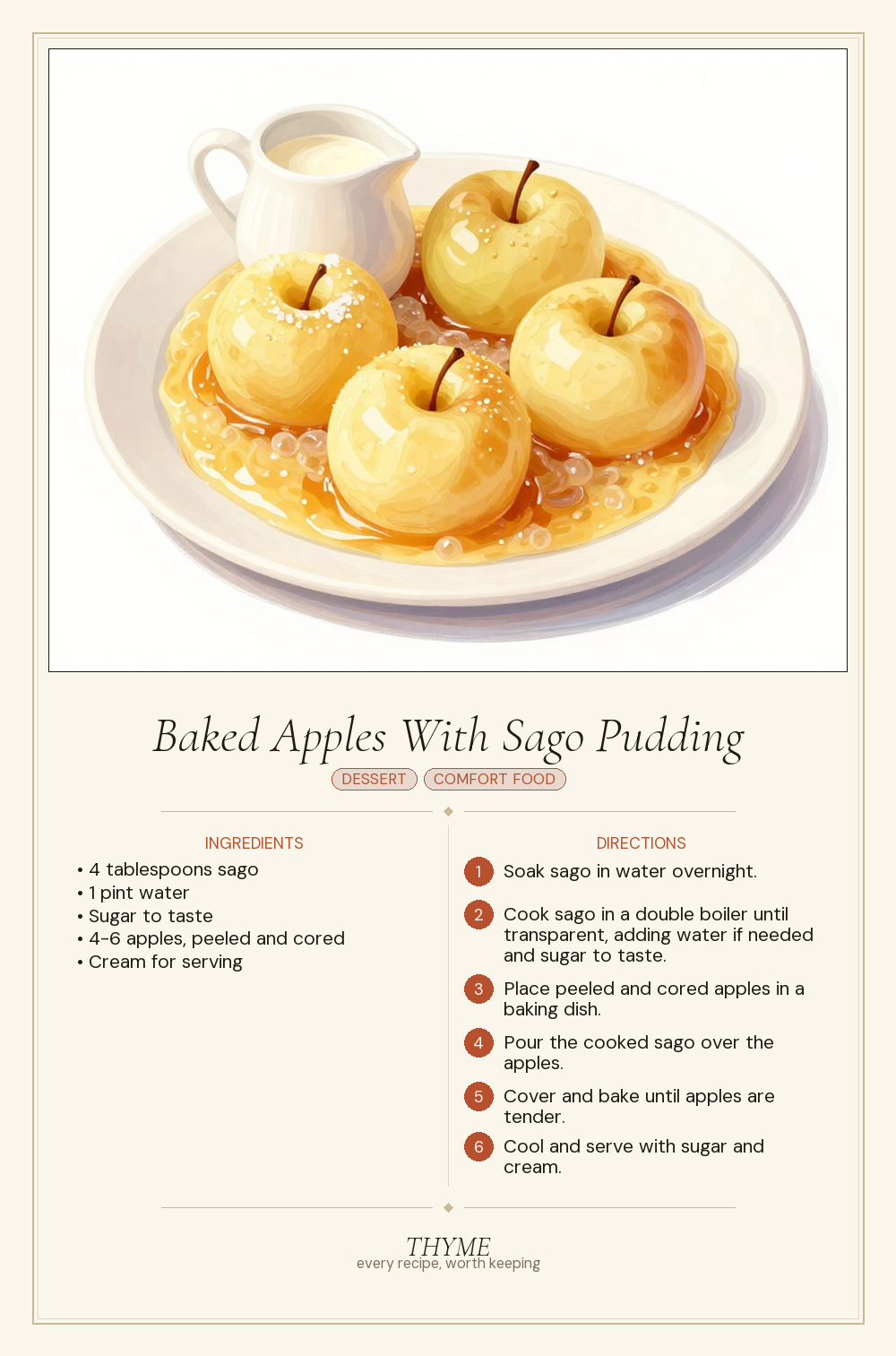 Baked Apples With Sago Pudding