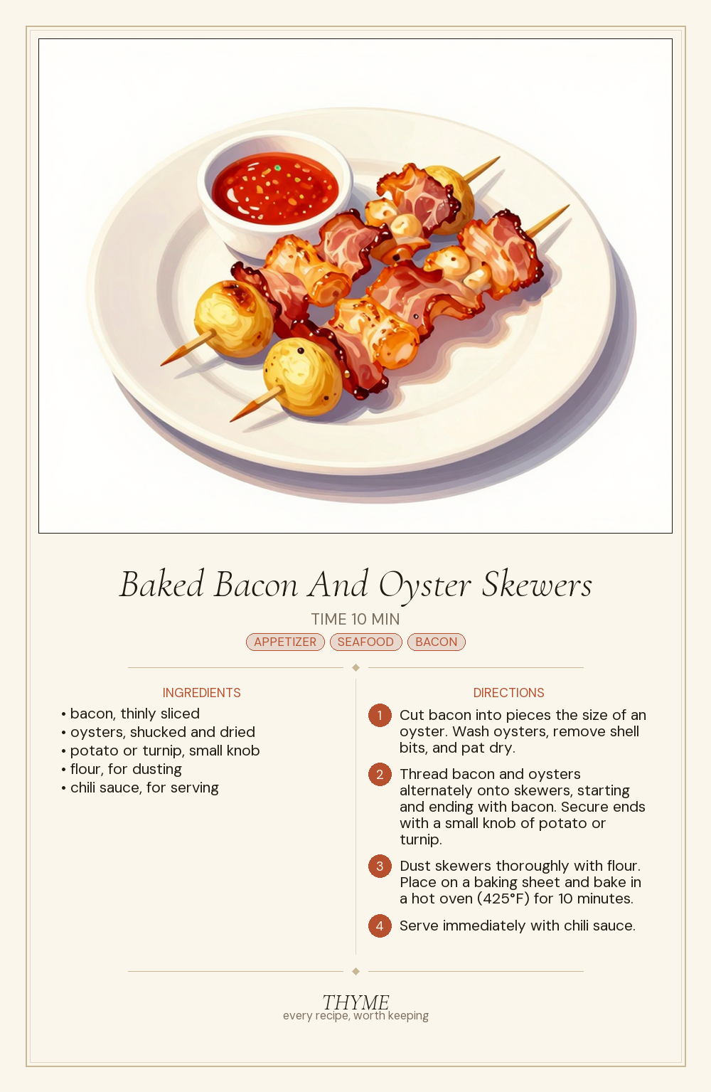 Baked Bacon And Oyster Skewers