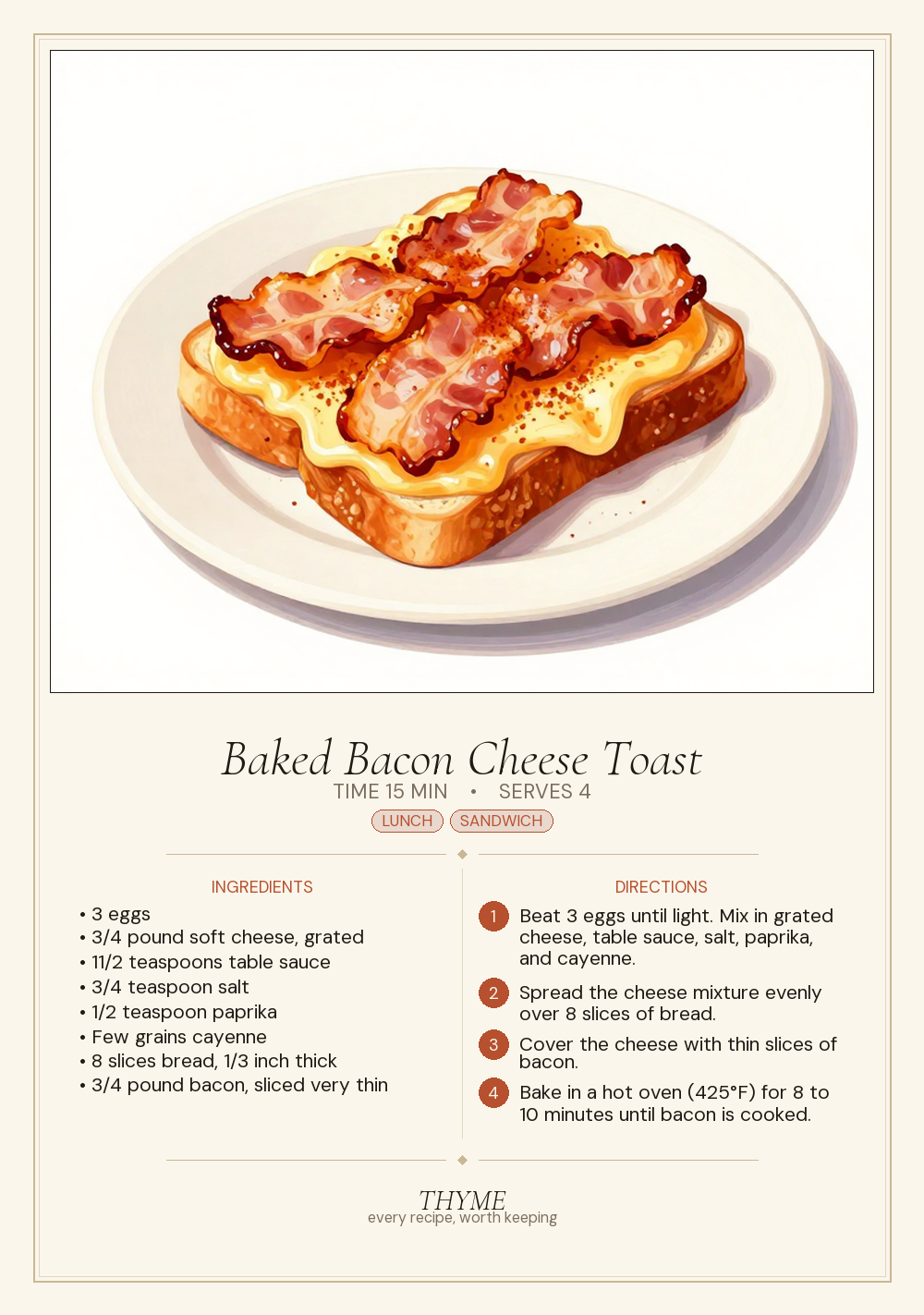 Baked Bacon Cheese Toast